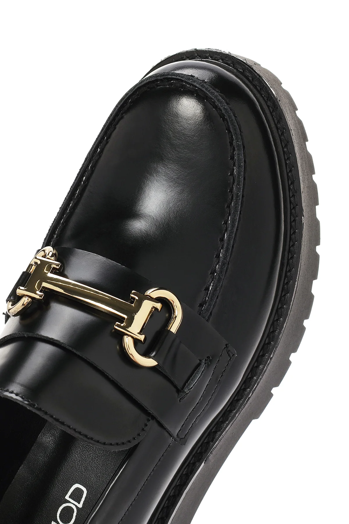 Kadın Siyah Kalın Tabanlı Deri Maskülen Loafer - Image 9