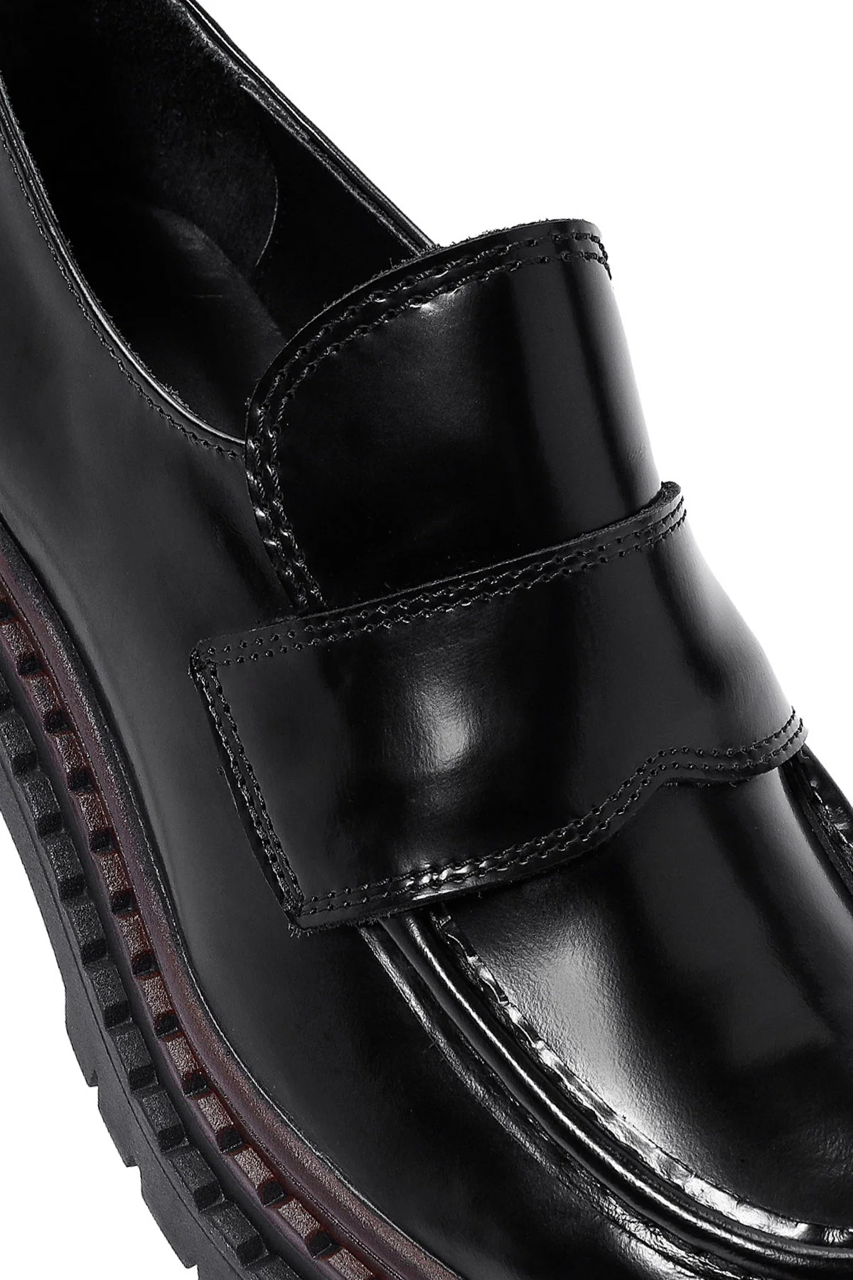 Kadın Siyah Kalın Tabanlı Deri Maskülen Loafer - Image 9