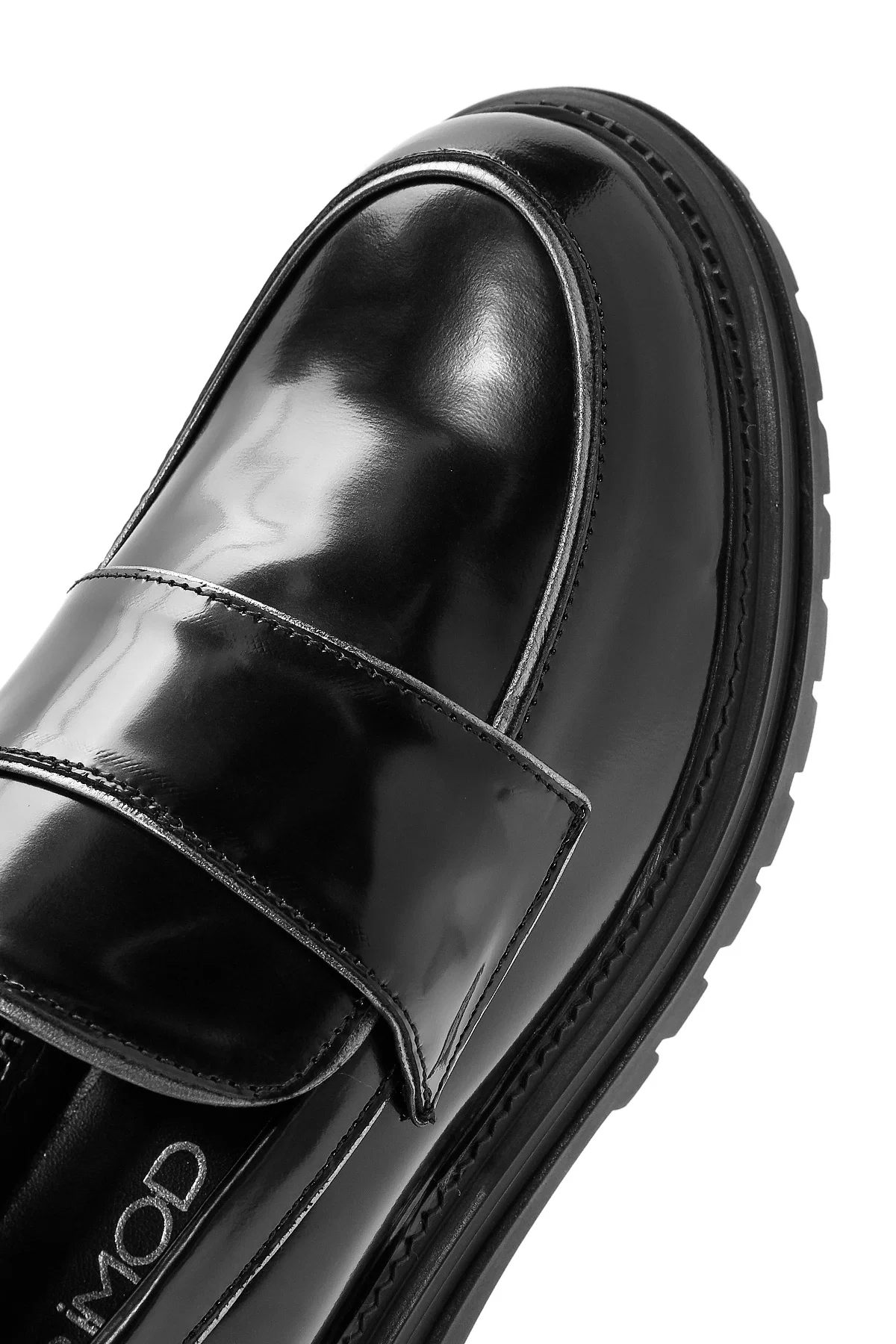 Kadın Siyah Kalın Tabanlı Deri Maskülen Loafer - Image 9