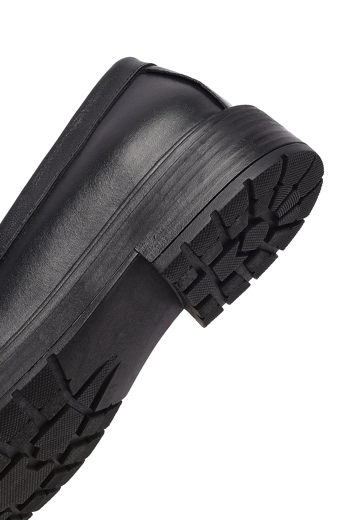 Kadın Siyah Kalın Tabanlı Deri Maskülen Loafer - Image 9