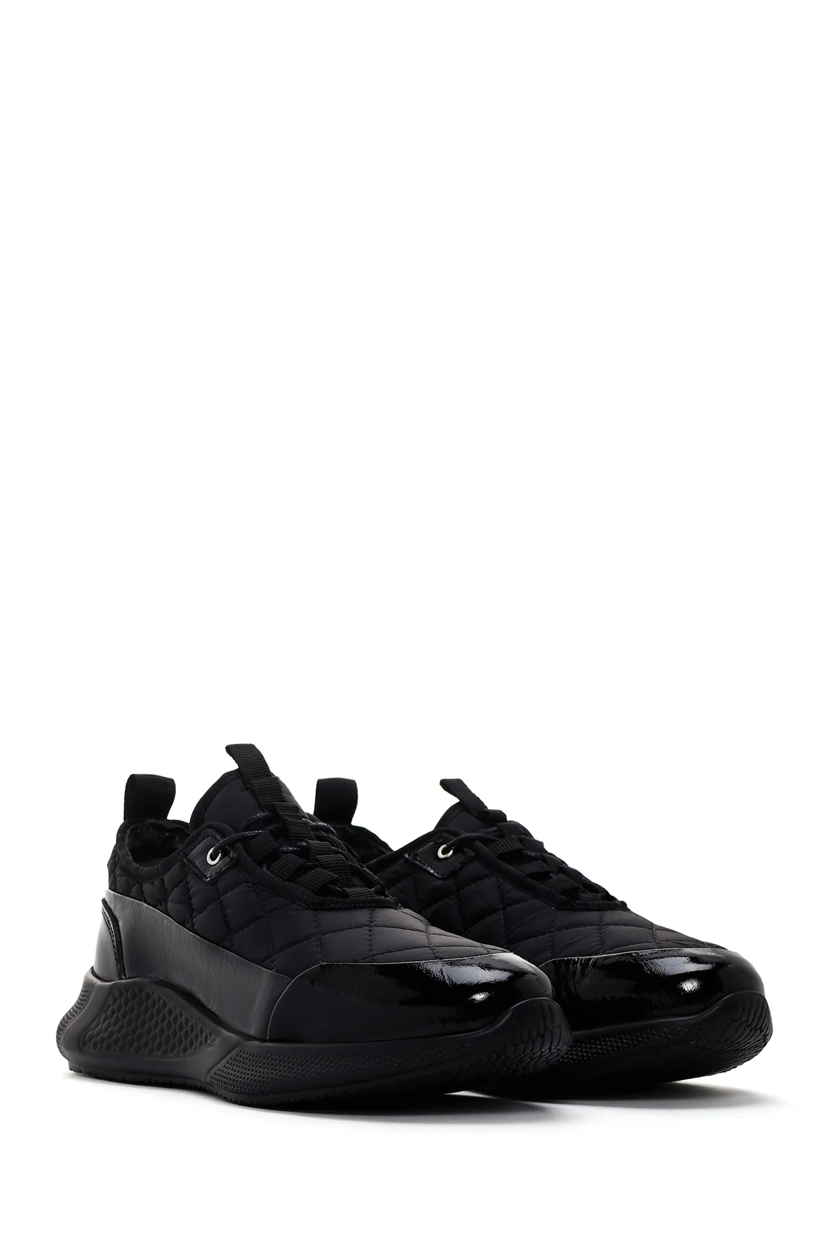 Kadın Siyah Kalın Tabanlı Deri Sneaker - Image 3