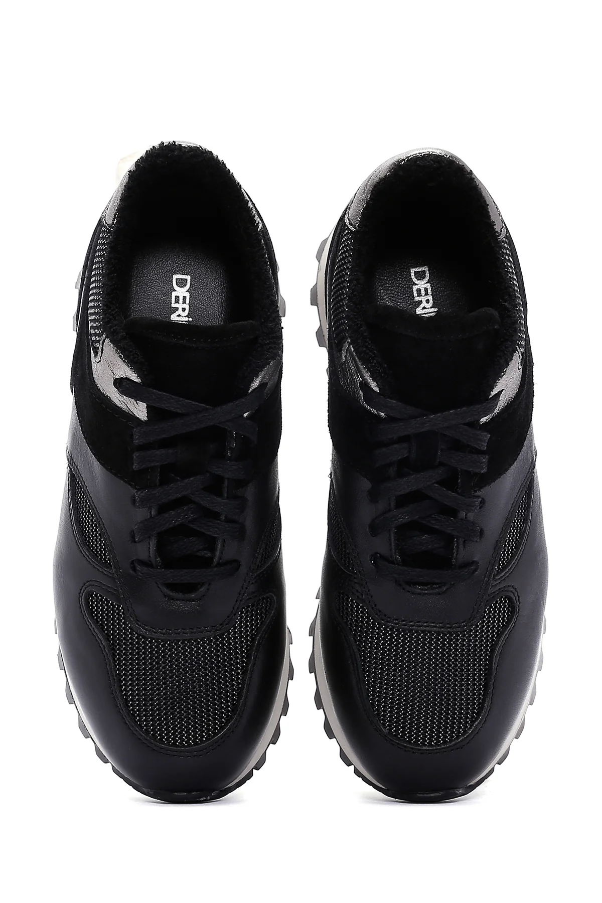 Kadın Siyah Kalın Tabanlı Deri Sneaker - Image 6