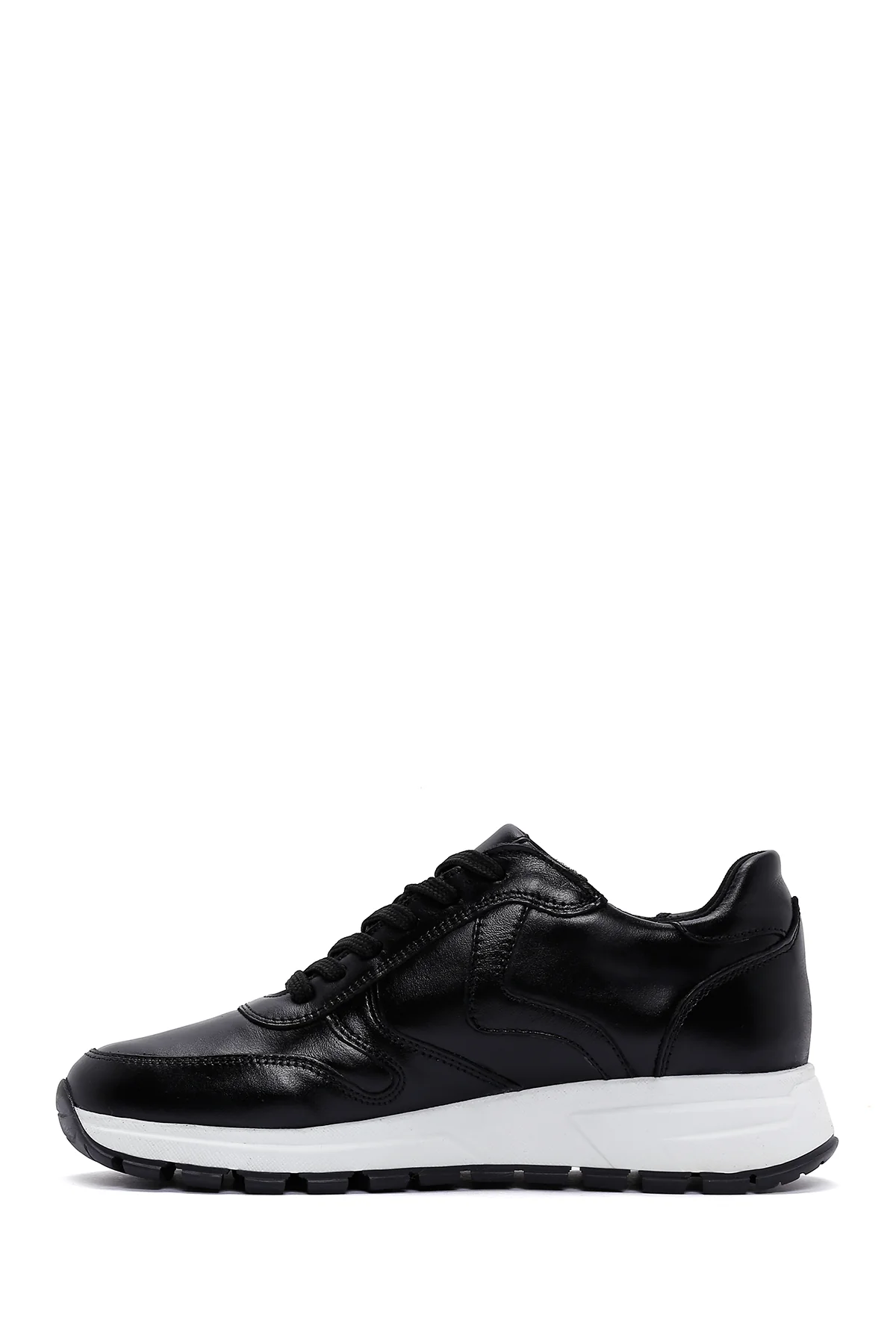 Kadın Siyah Kalın Tabanlı Deri Sneaker - Image 2