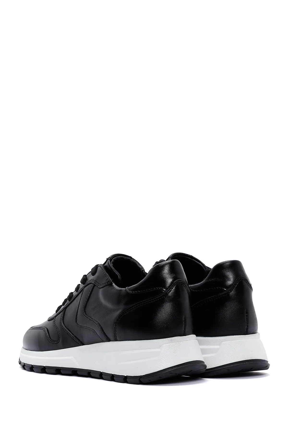 Kadın Siyah Kalın Tabanlı Deri Sneaker - Image 5