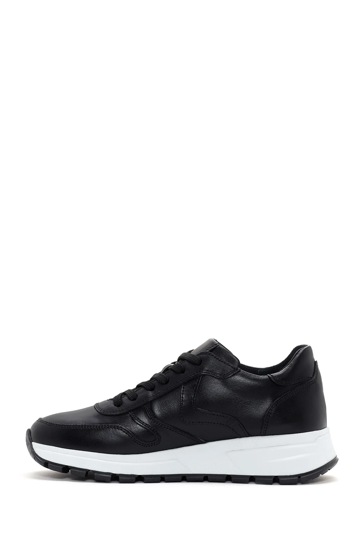 Kadın Siyah Kalın Tabanlı Deri Sneaker - Image 2