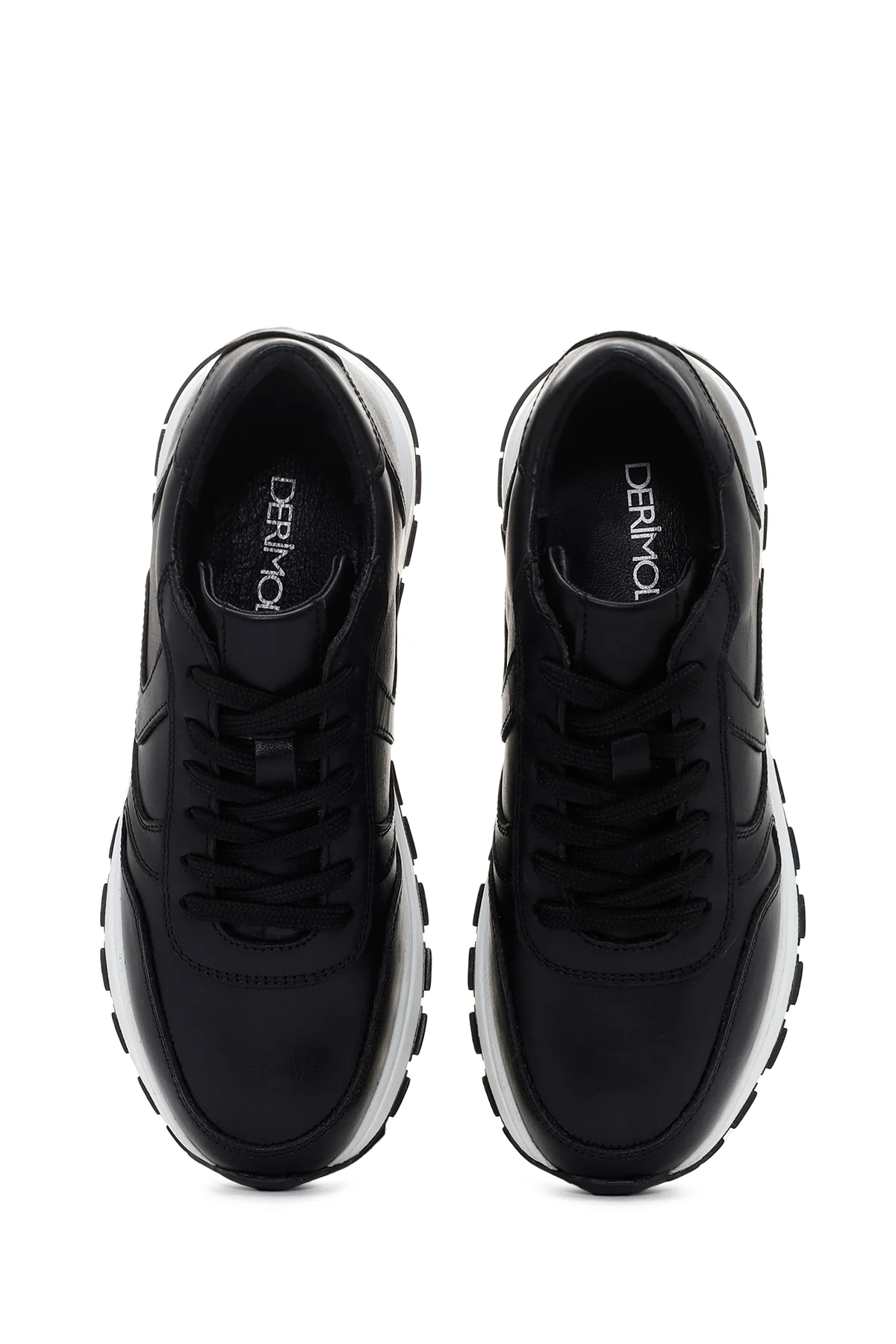 Kadın Siyah Kalın Tabanlı Deri Sneaker - Image 6