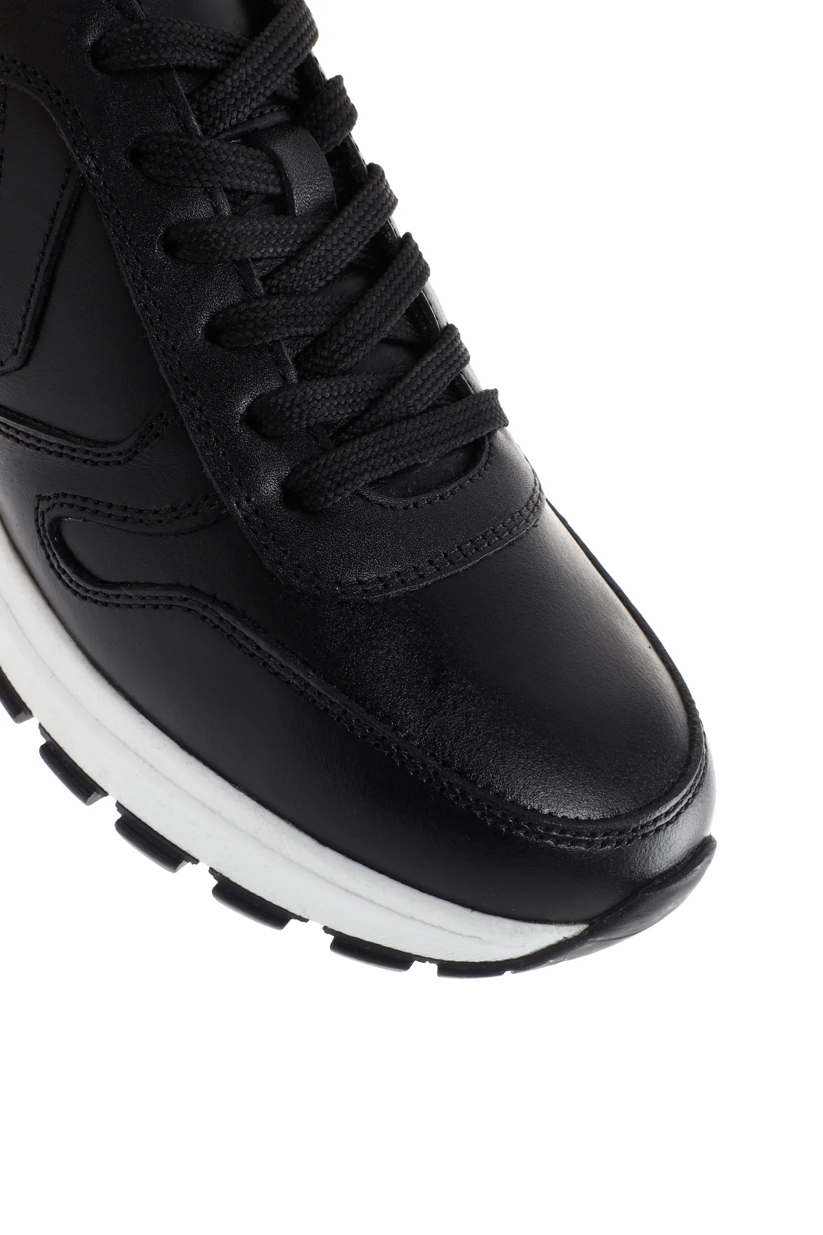 Kadın Siyah Kalın Tabanlı Deri Sneaker - Image 9
