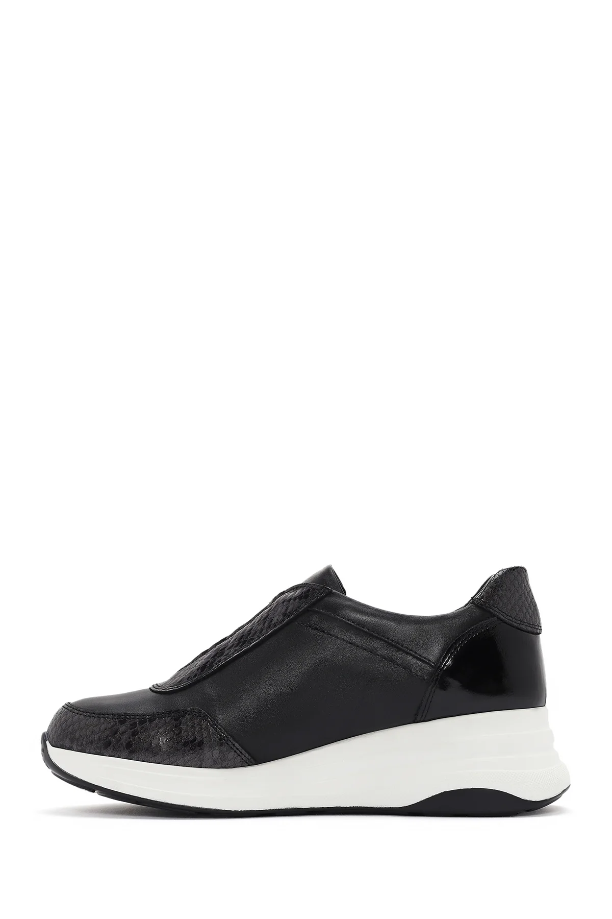 Kadın Siyah Kalın Tabanlı Deri Sneaker - Image 2