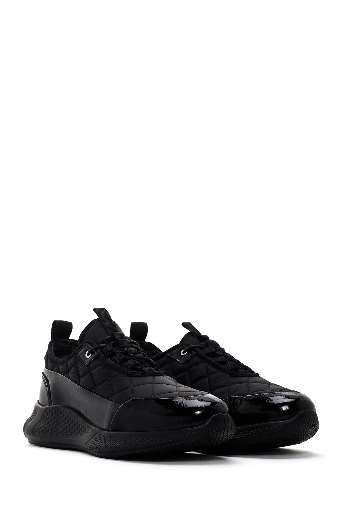 Kadın Siyah Kalın Tabanlı Deri Sneaker - Image 3