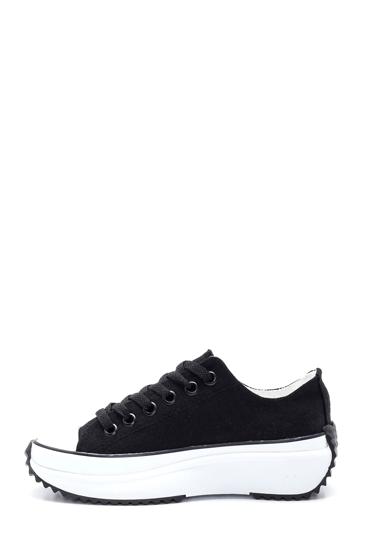 Kadın Siyah Kalın Tabanlı Kumaş Sneaker - Image 2