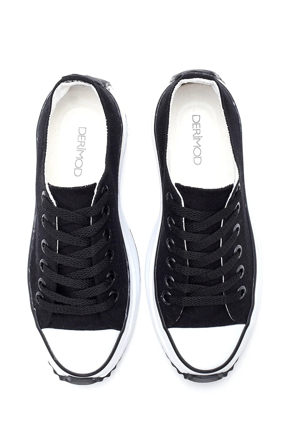Kadın Siyah Kalın Tabanlı Kumaş Sneaker - Image 7