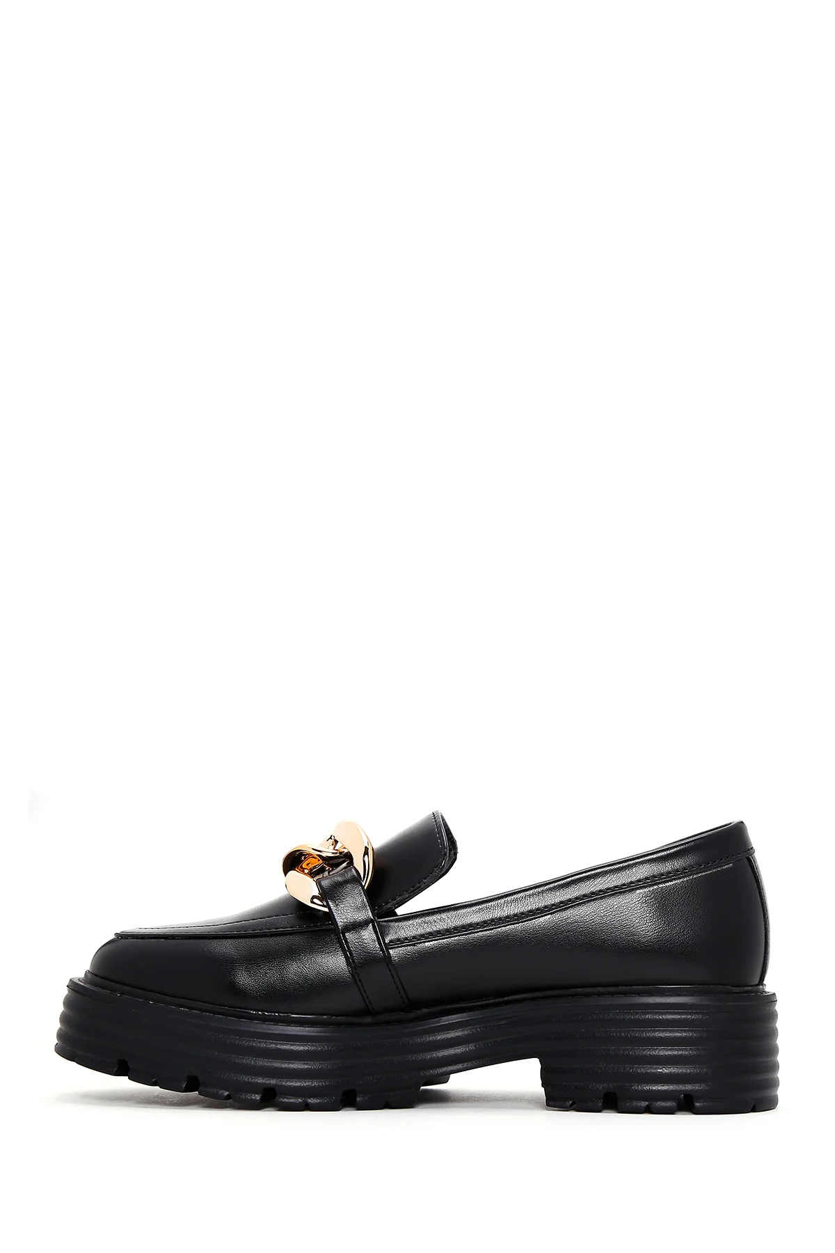 Kadın Siyah Kalın Tabanlı Maskülen Loafer - Image 2