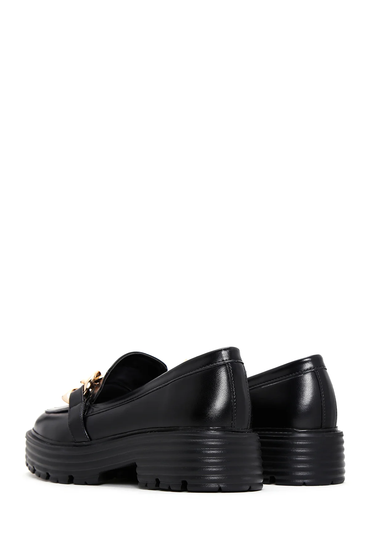 Kadın Siyah Kalın Tabanlı Maskülen Loafer - Image 5