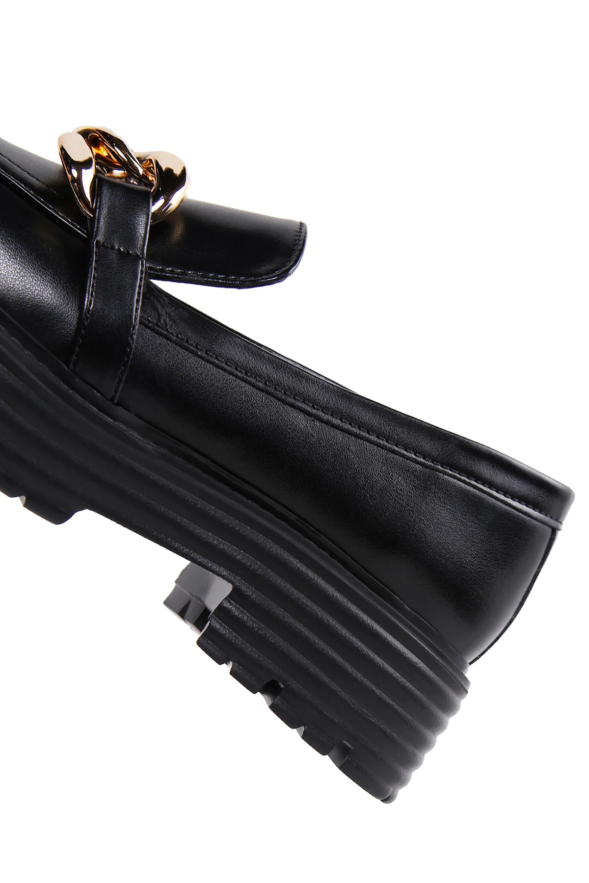 Kadın Siyah Kalın Tabanlı Maskülen Loafer - Image 7