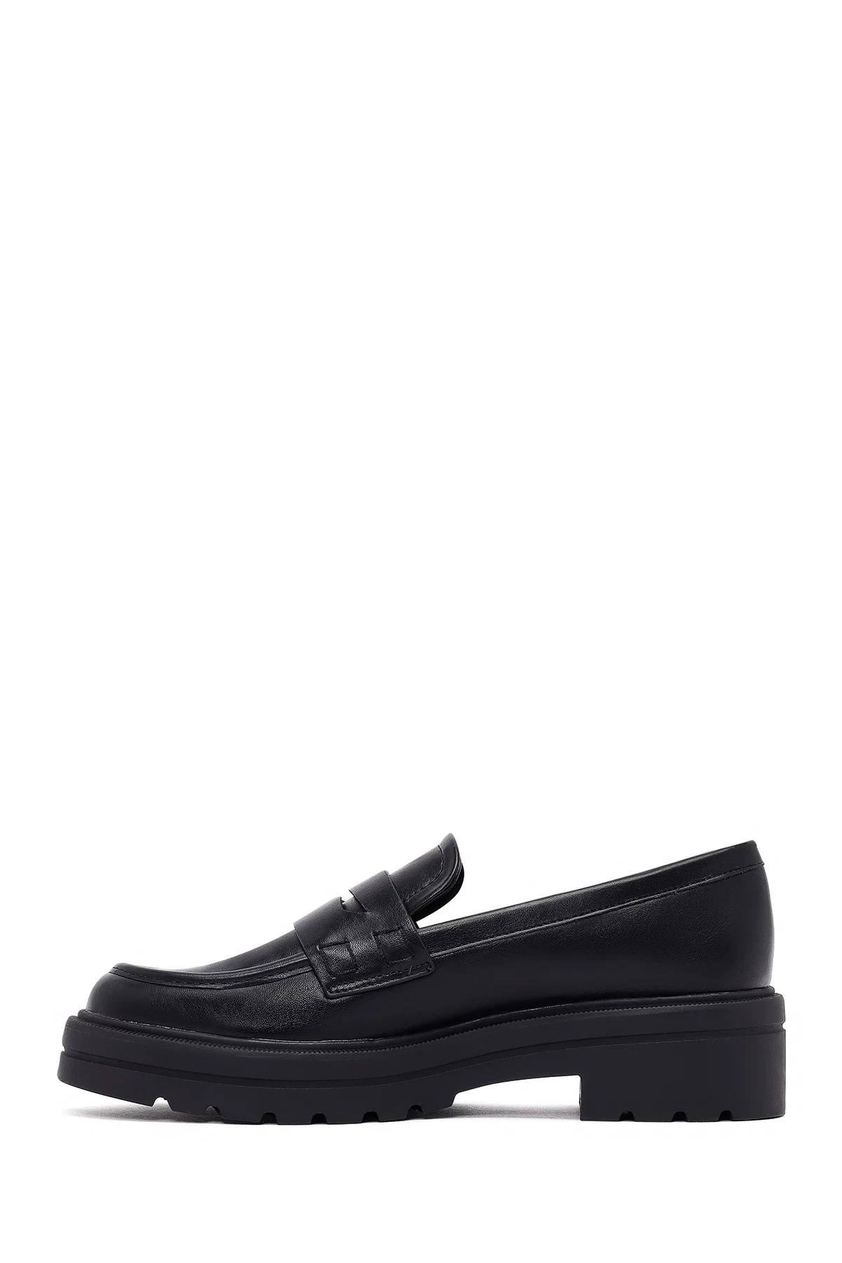 Kadın Siyah Kalın Tabanlı Maskülen Loafer - Image 2