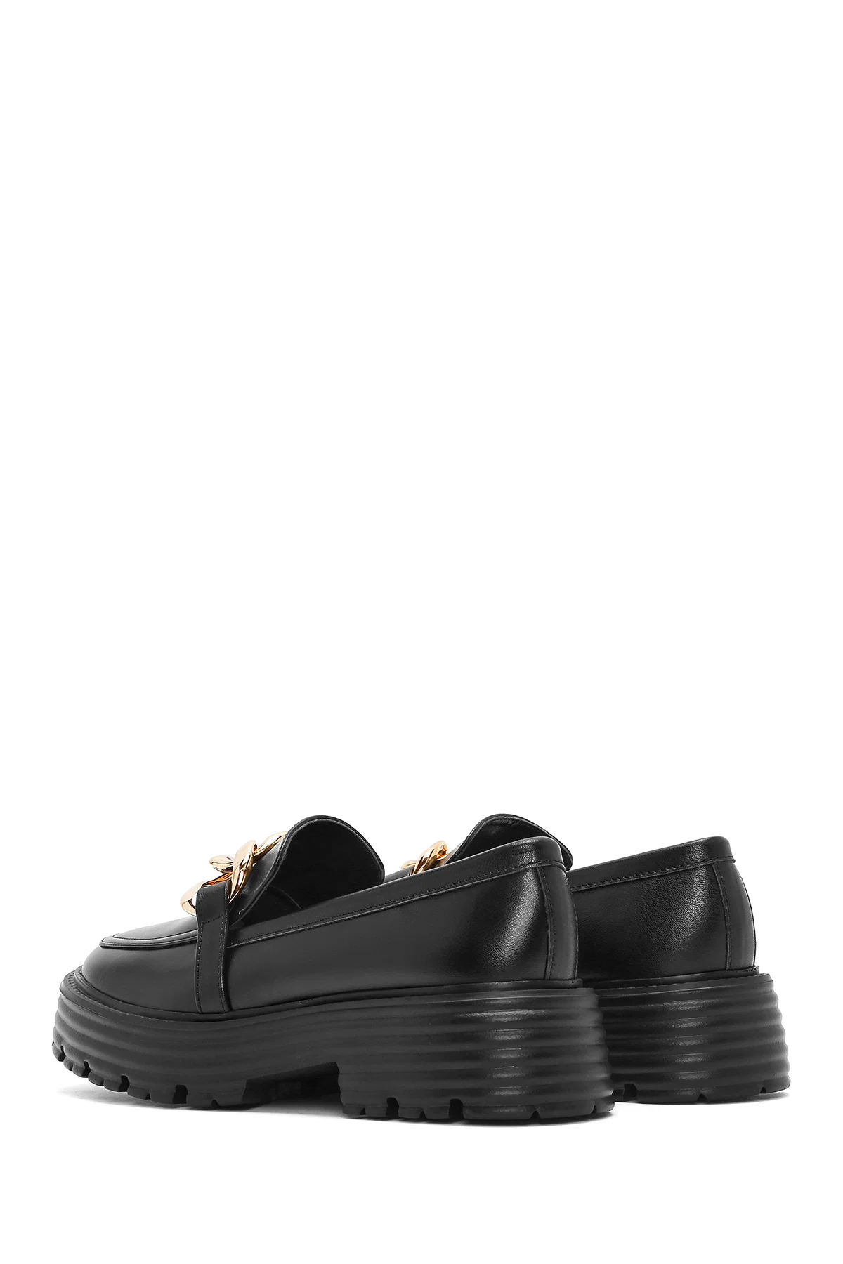 Kadın Siyah Kalın Tabanlı Maskülen Loafer - Image 5