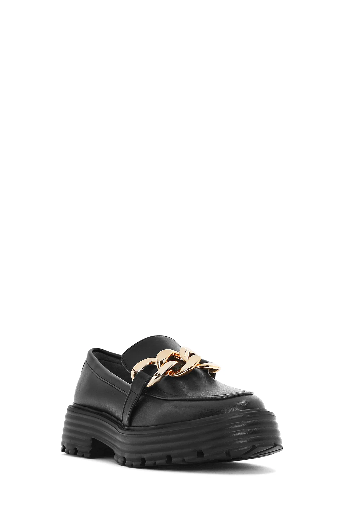 Kadın Siyah Kalın Tabanlı Maskülen Loafer - Image 6