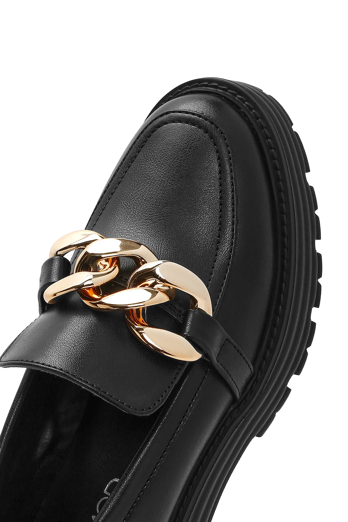 Kadın Siyah Kalın Tabanlı Maskülen Loafer - Image 8