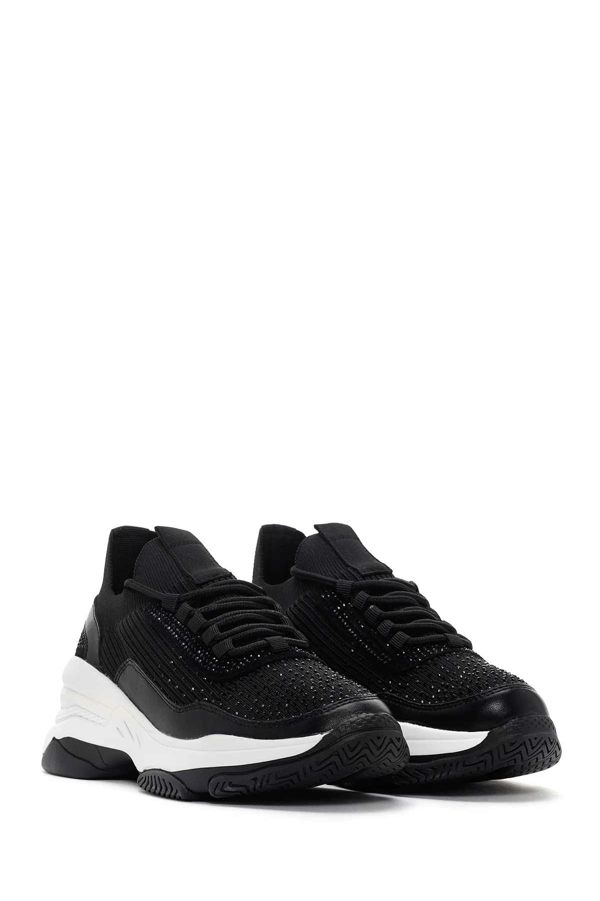 Kadın Siyah Kalın Tabanlı Sneaker - Image 3