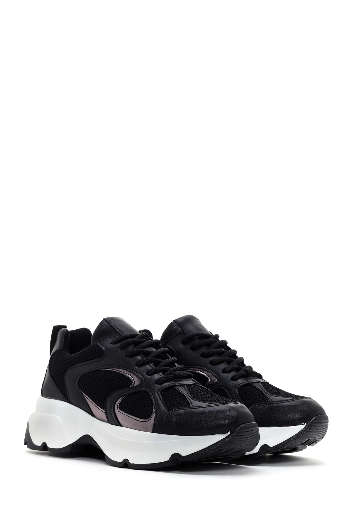 Kadın Siyah Kalın Tabanlı Sneaker - Image 3