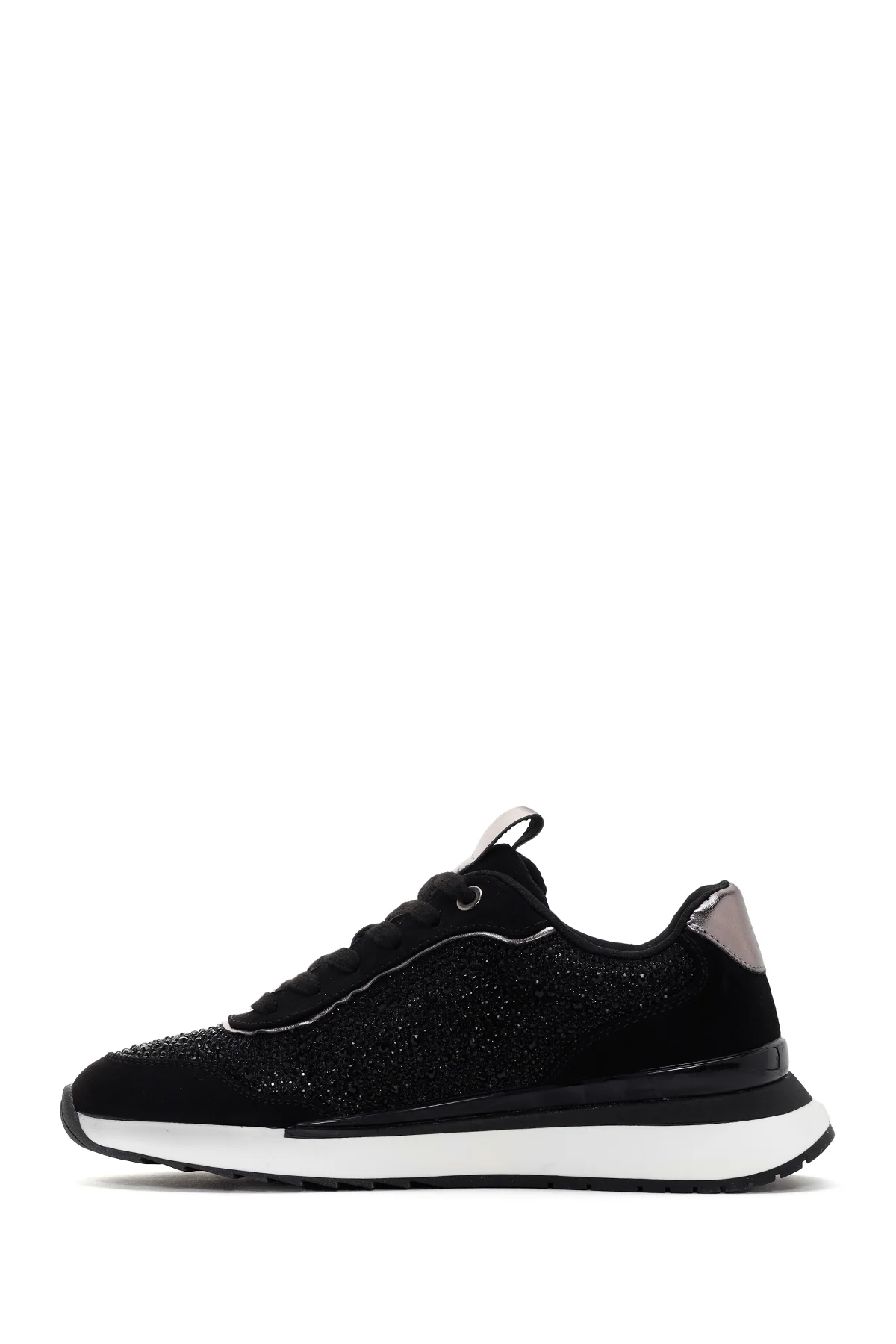 Kadın Siyah Kalın Tabanlı Taşlı Sneaker - Image 2