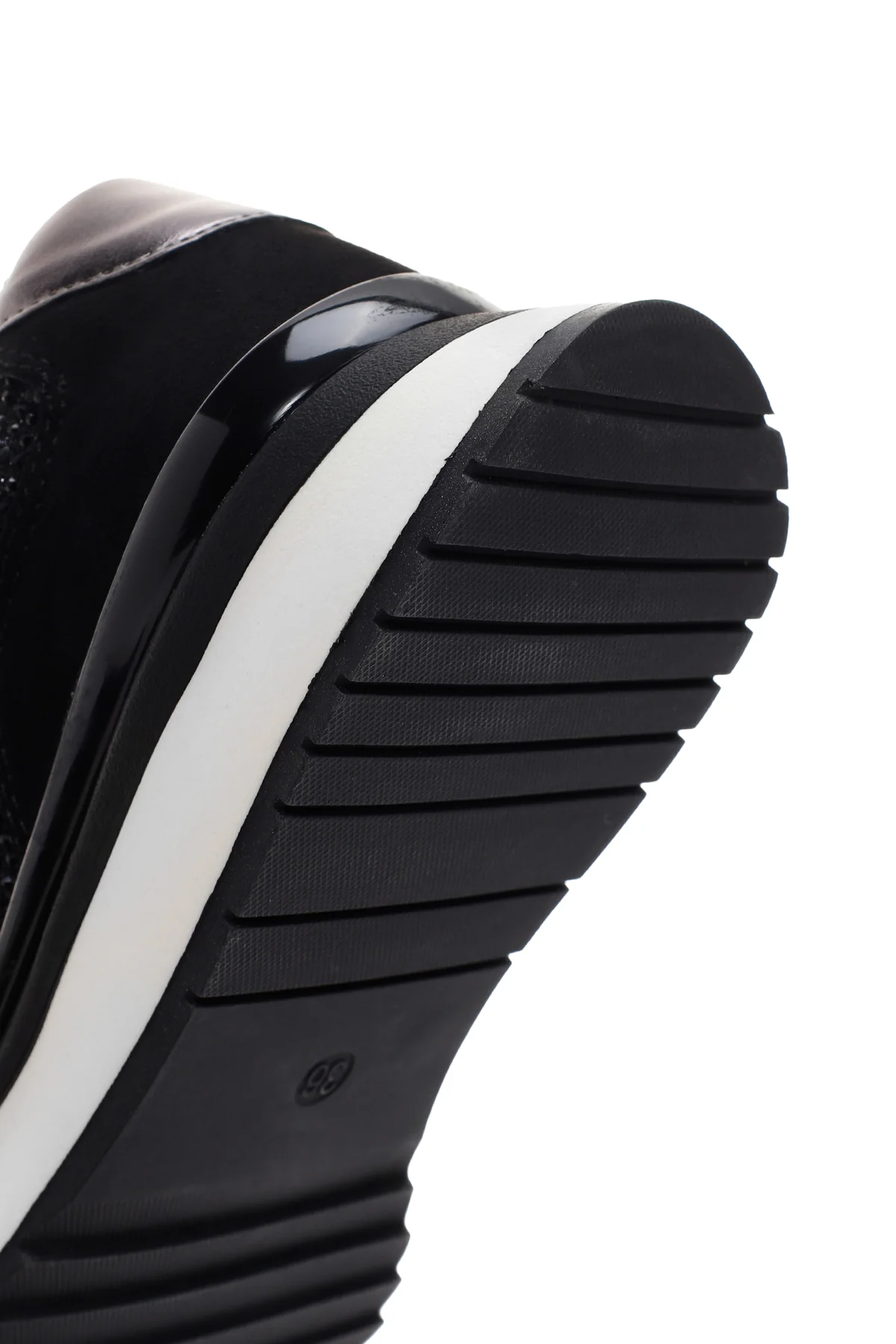 Kadın Siyah Kalın Tabanlı Taşlı Sneaker - Image 7