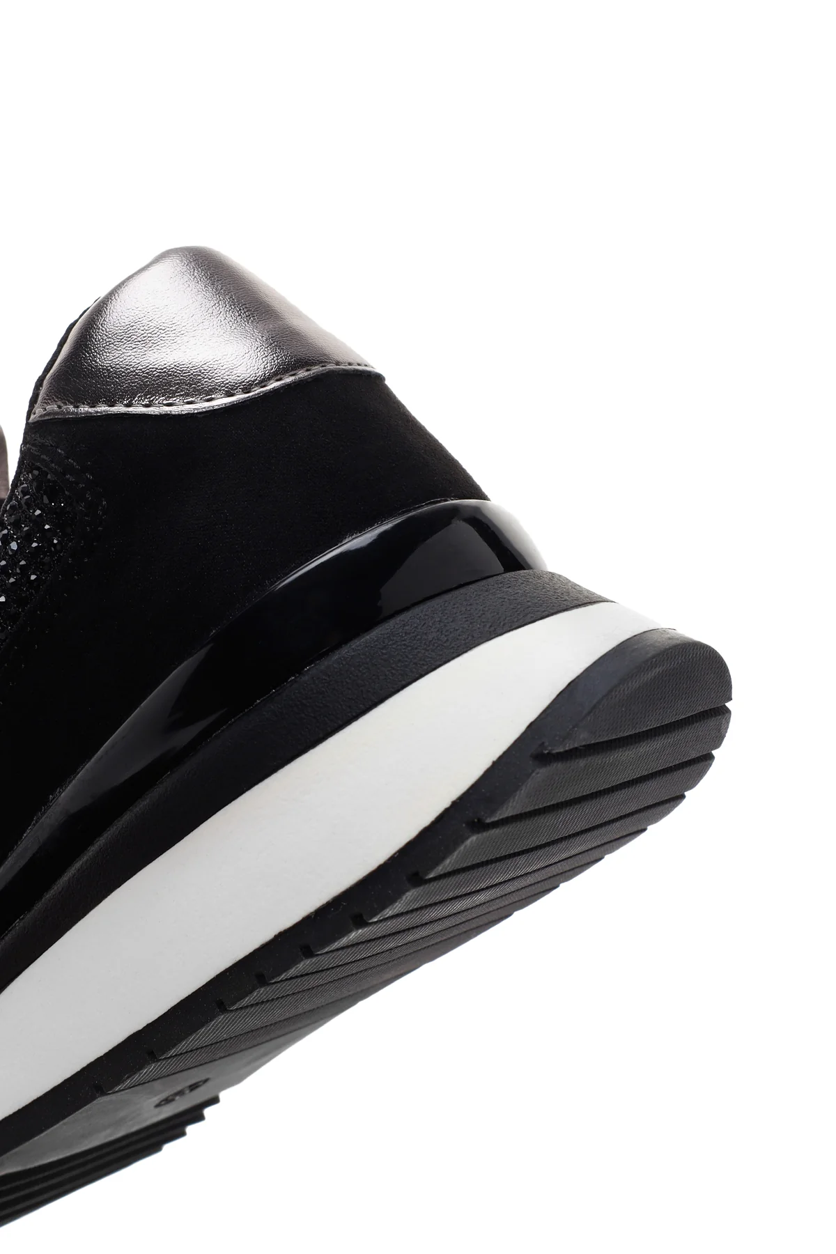 Kadın Siyah Kalın Tabanlı Taşlı Sneaker - Image 8