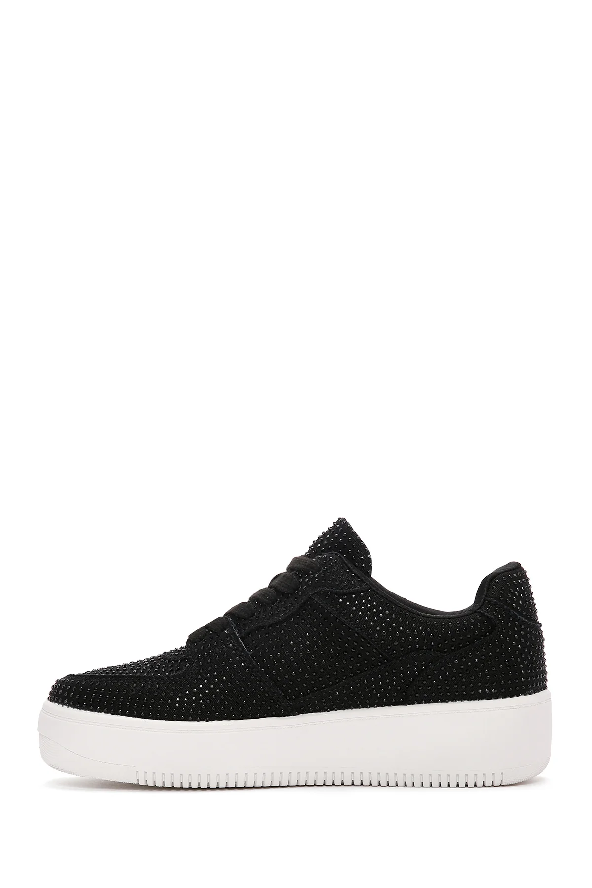 Kadın Siyah Kalın Tabanlı Taşlı Sneaker - Image 2