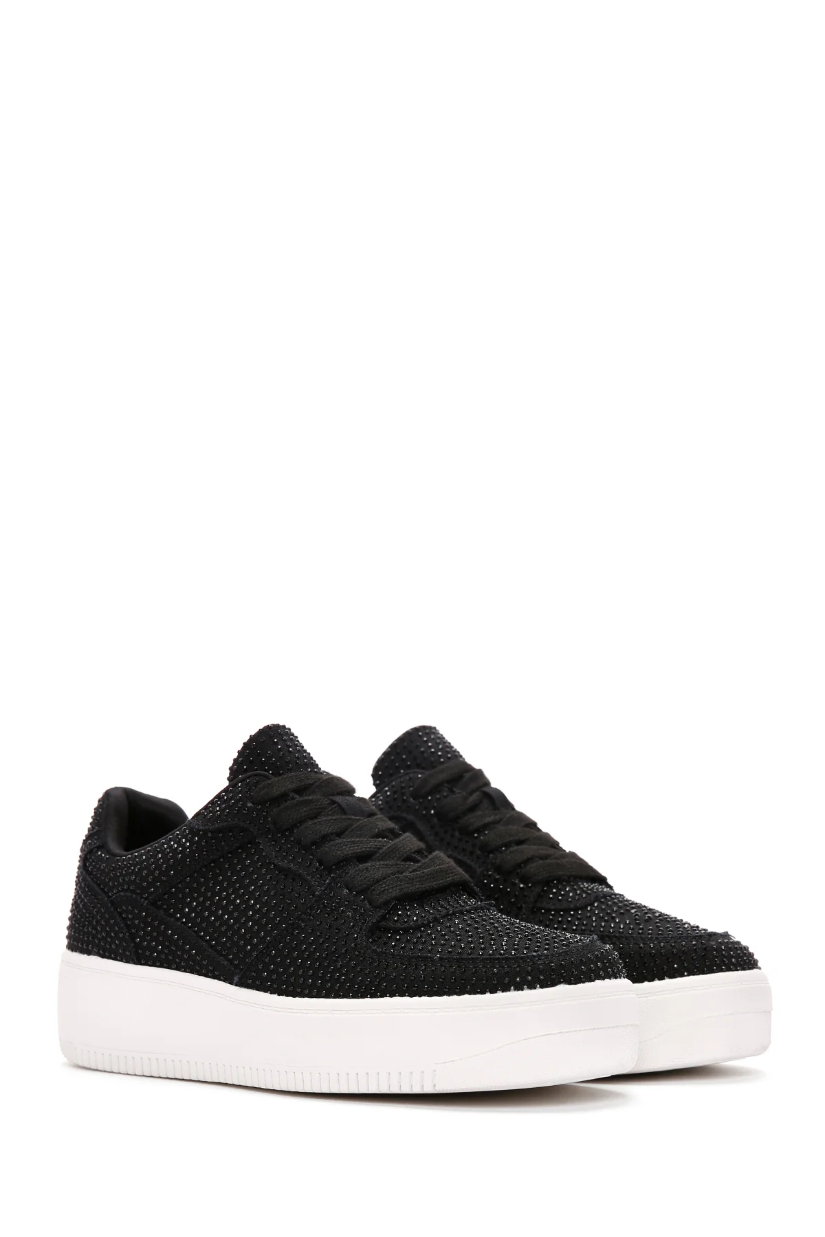 Kadın Siyah Kalın Tabanlı Taşlı Sneaker - Image 3