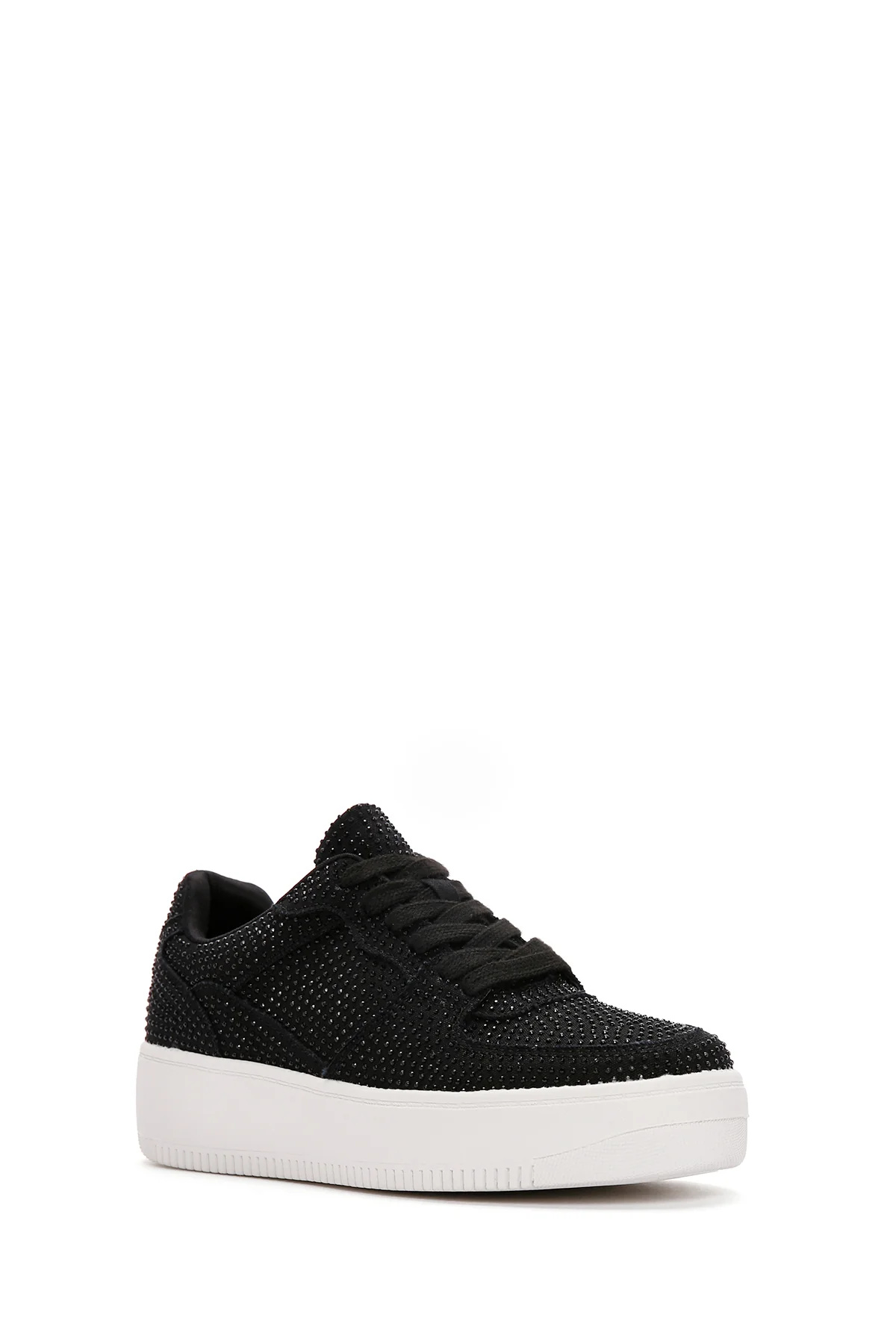 Kadın Siyah Kalın Tabanlı Taşlı Sneaker - Image 5