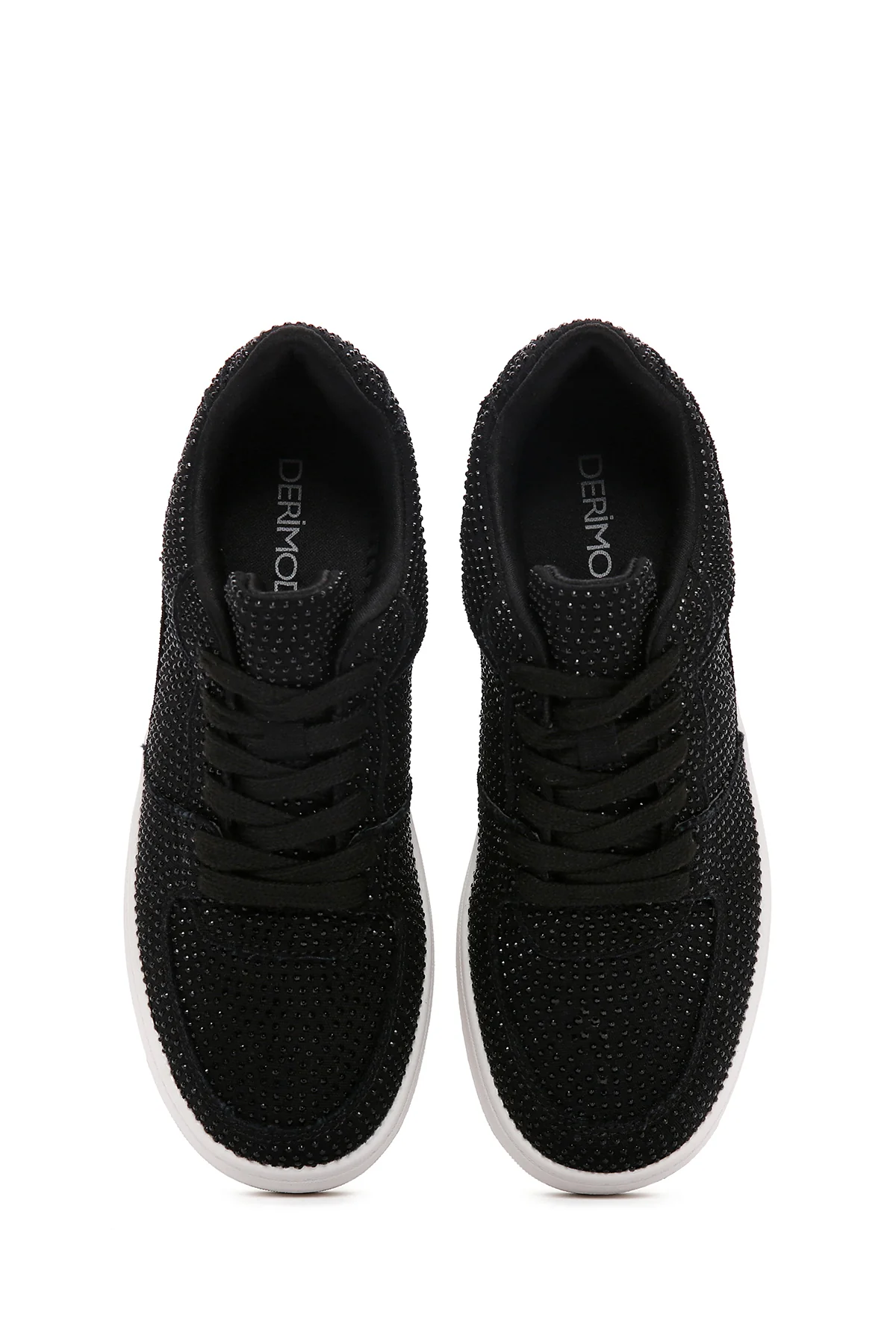 Kadın Siyah Kalın Tabanlı Taşlı Sneaker - Image 7