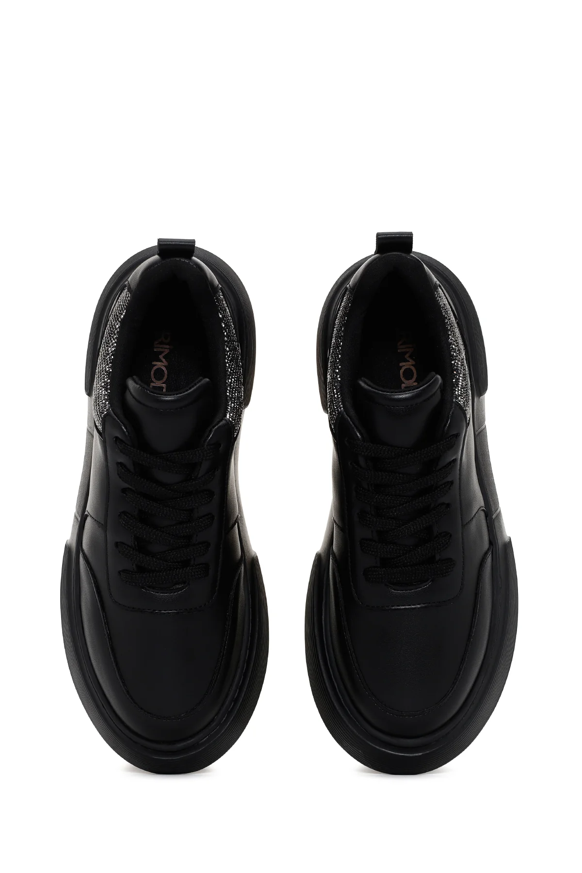 Kadın Siyah Kalın Tabanlı Taşlı Sneaker - Image 6