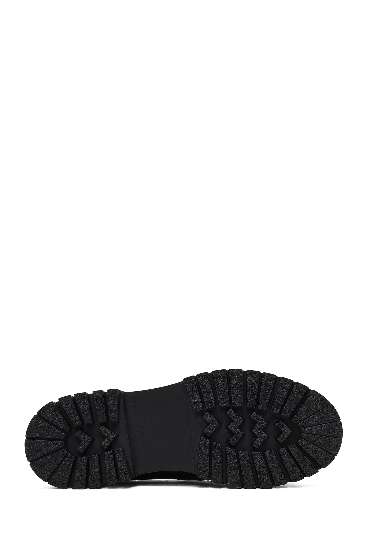 Kadın Siyah Kalın Tabanlı Tokalı Deri Maskülen Loafer - Image 4