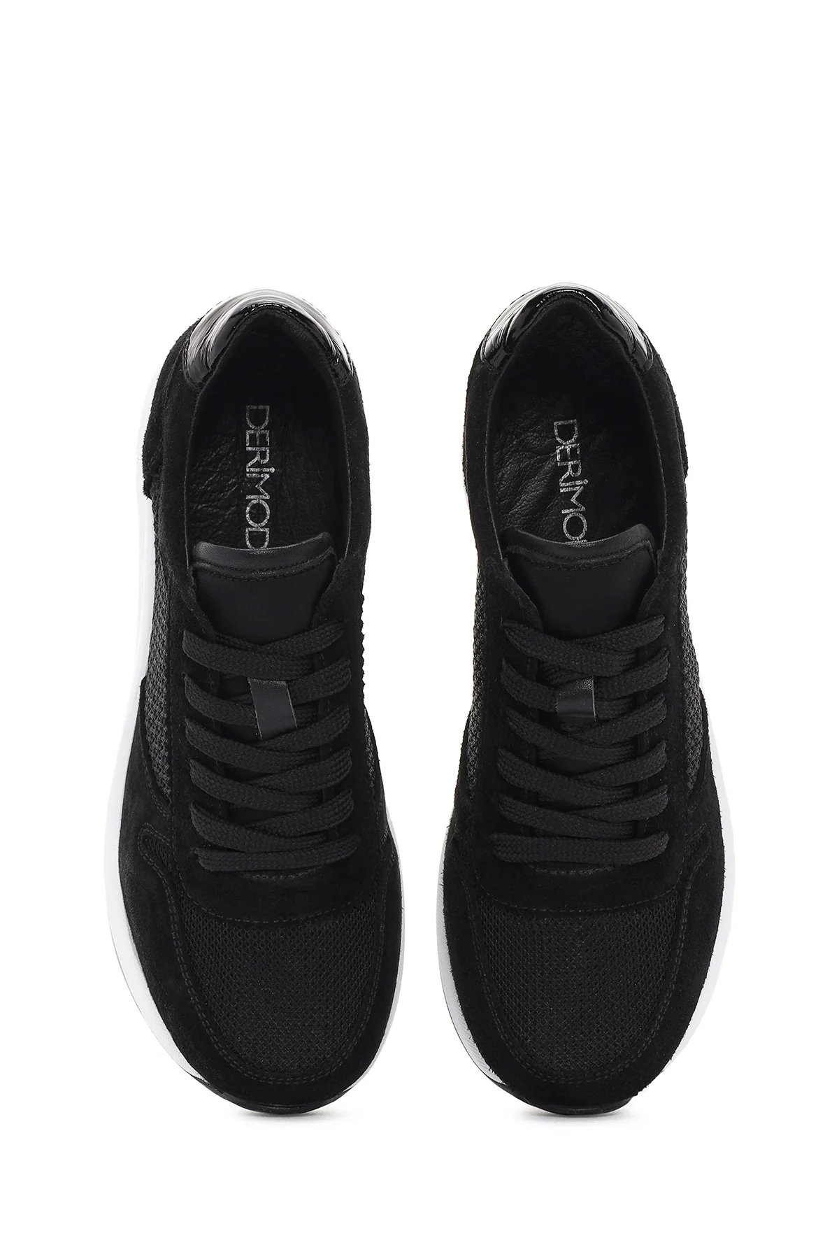 Kadın Siyah Kalın Topuklu Bağcıklı Deri Sneaker - Image 7