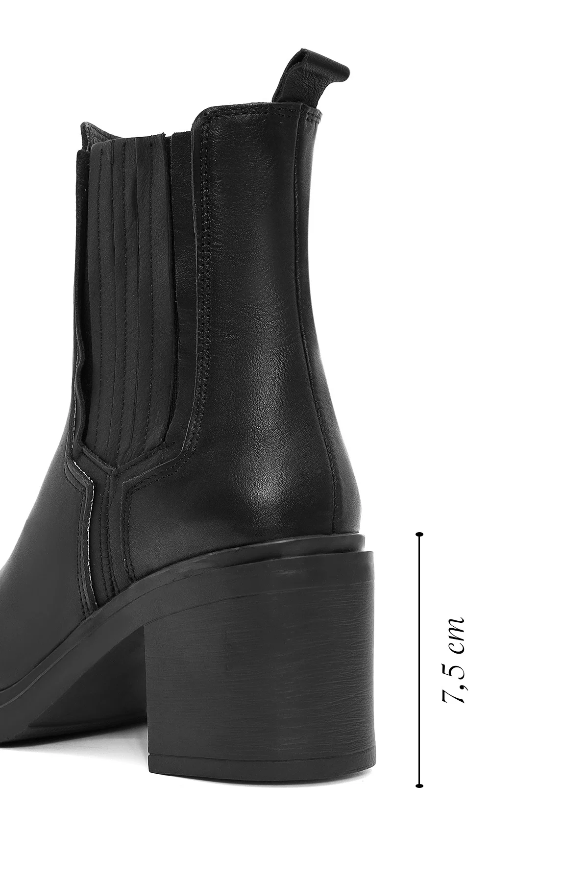 Kadın Siyah Kalın Topuklu Deri Chelsea Bot - Image 2