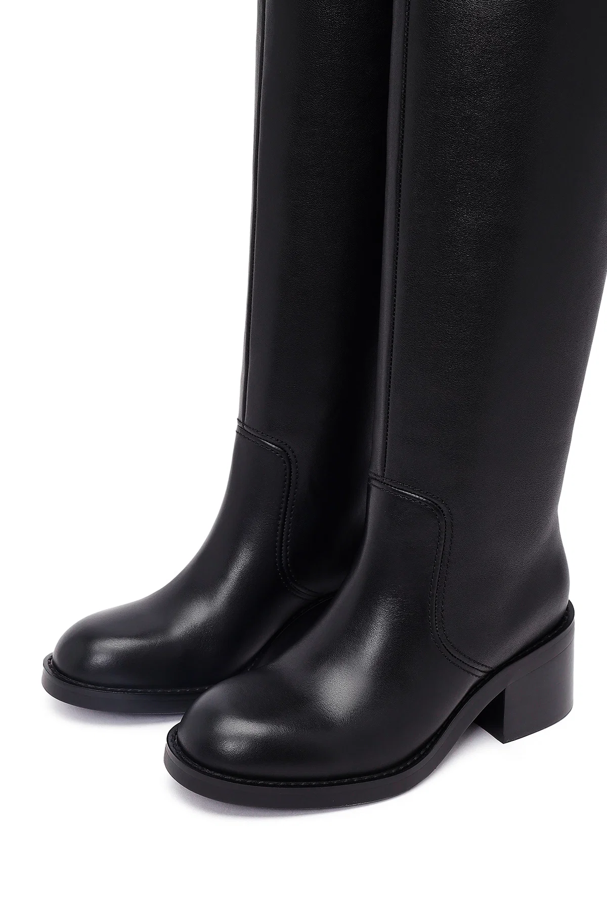Kadın Siyah Kalın Topuklu Deri Çizme - Image 11