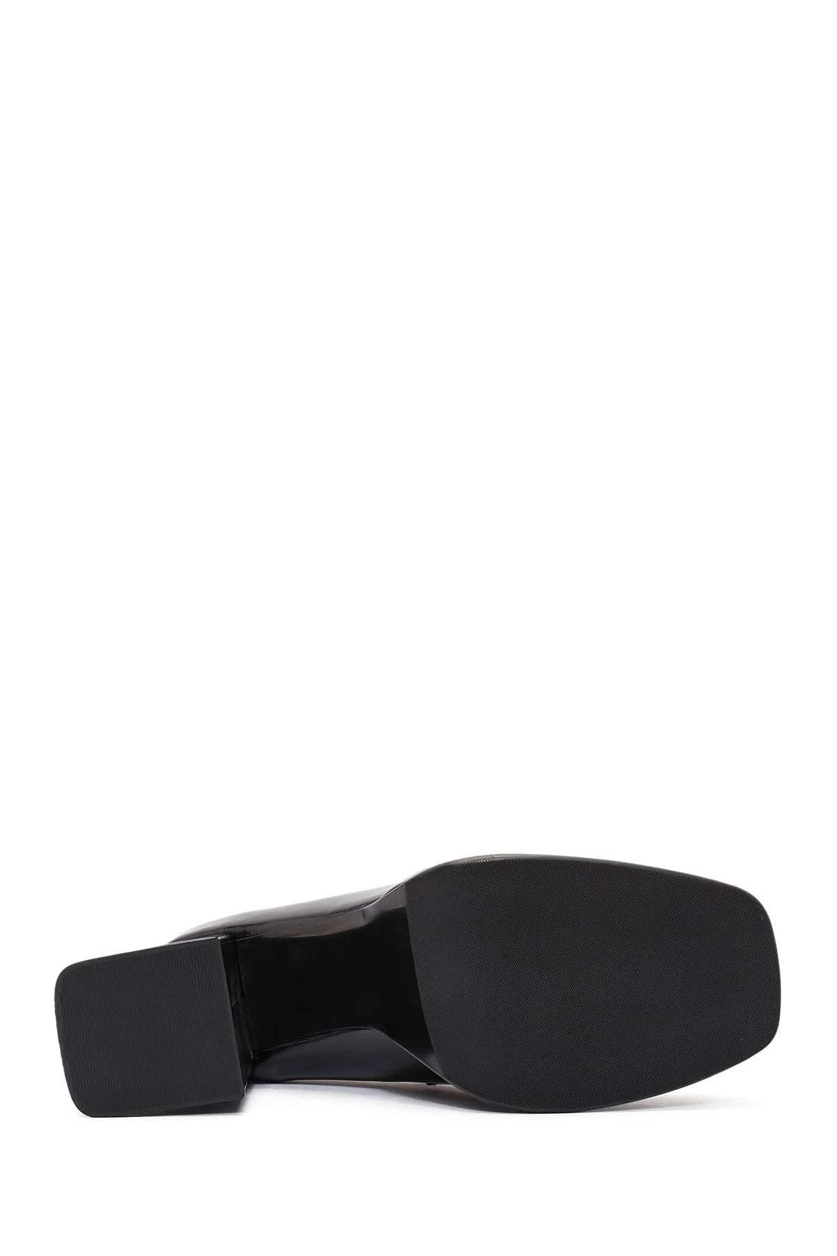 Kadın Siyah Kalın Topuklu Deri Loafer - Image 5