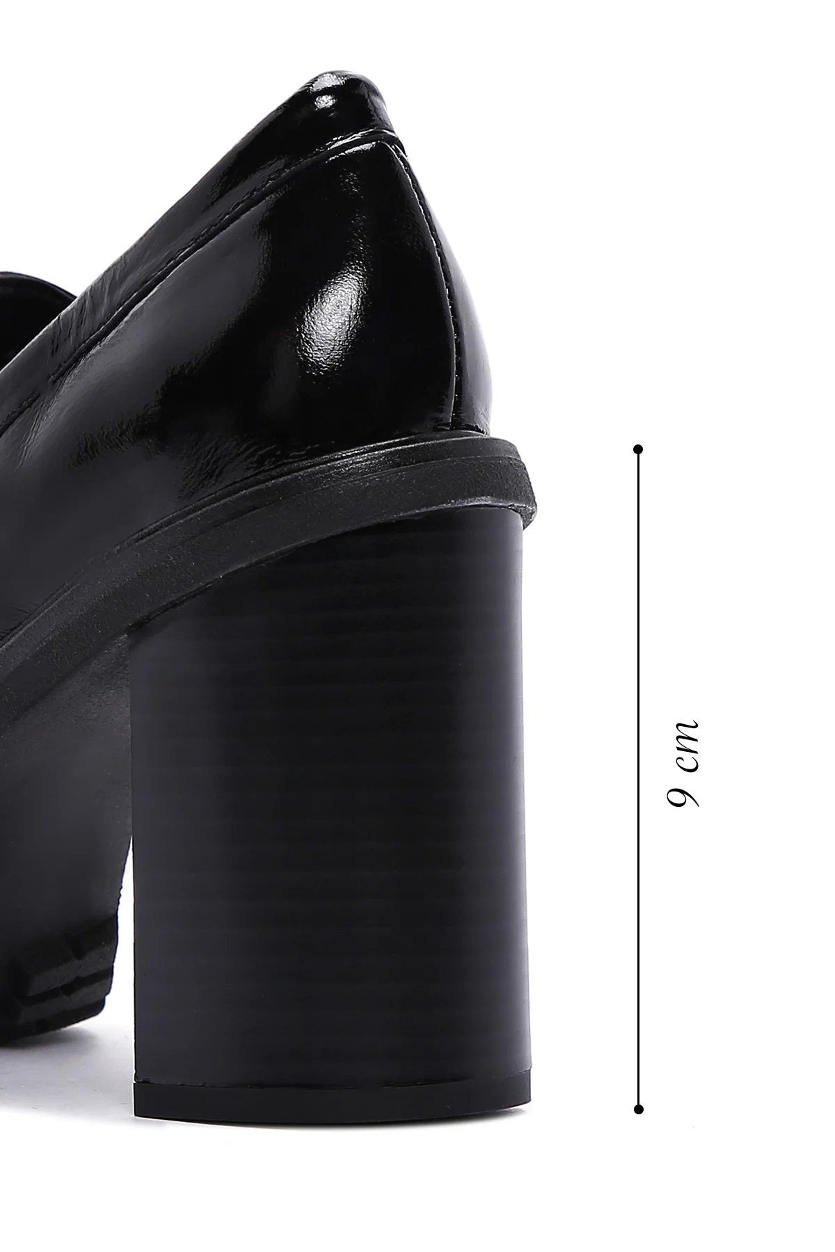 Kadın Siyah Kalın Topuklu Deri Maskülen Loafer - Image 2