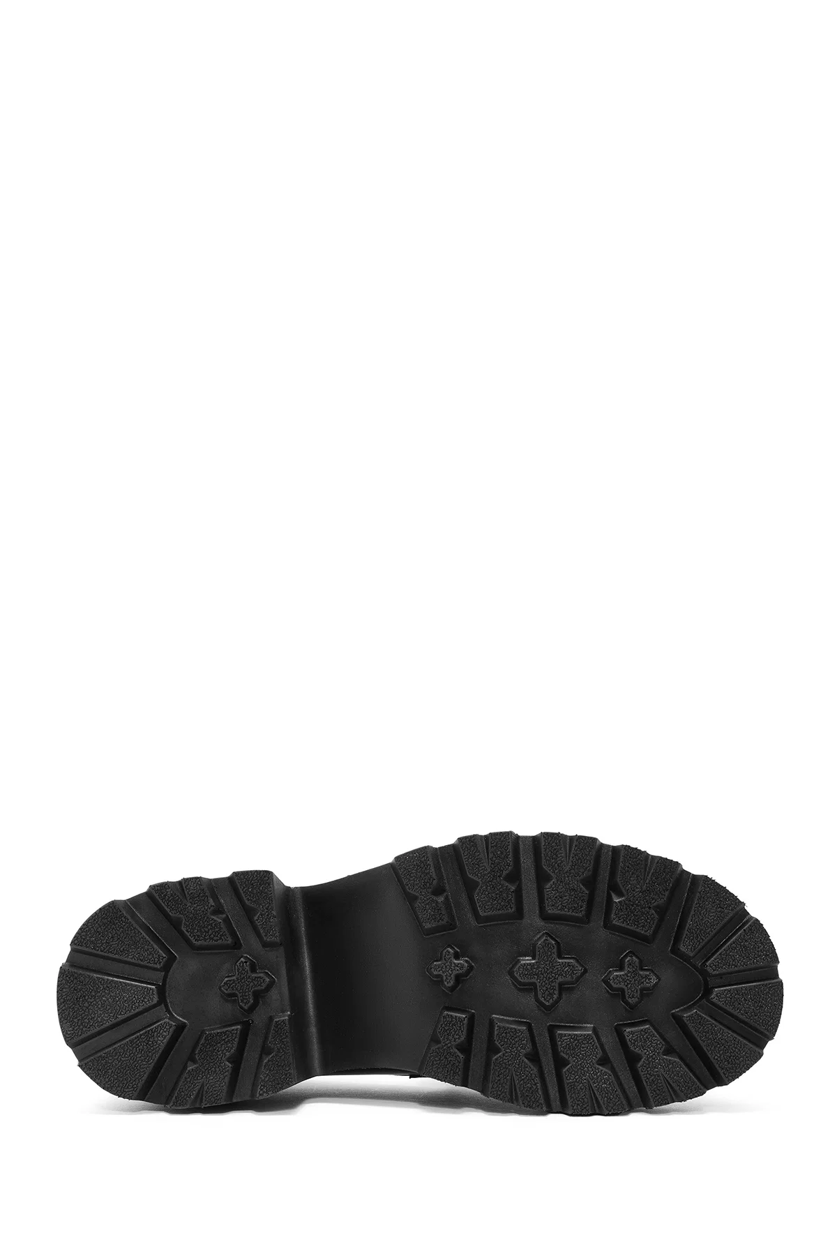 Kadın Siyah Kalın Topuklu Deri Maskülen Loafer - Image 5