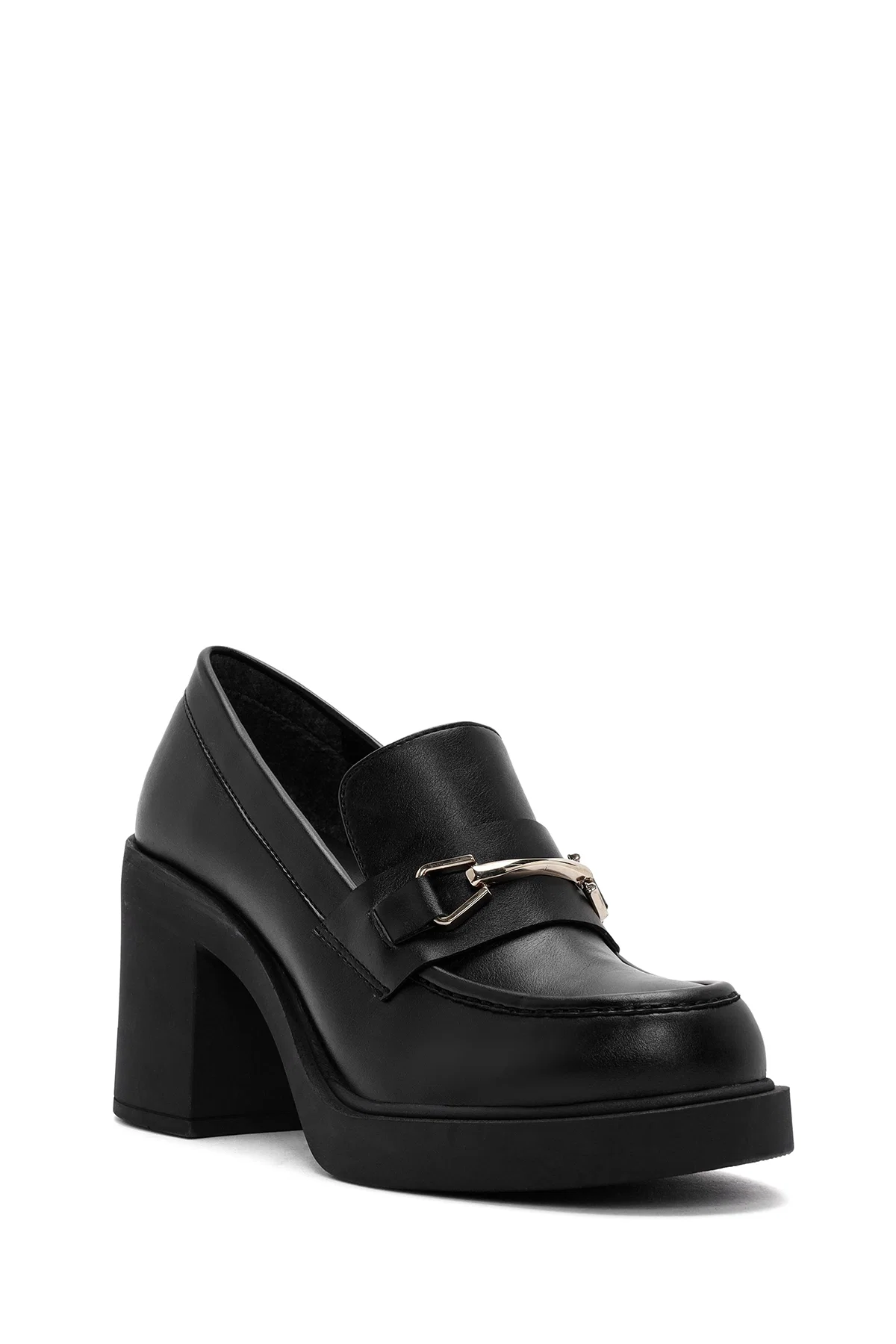 Kadın Siyah Kalın Topuklu Loafer - Image 7