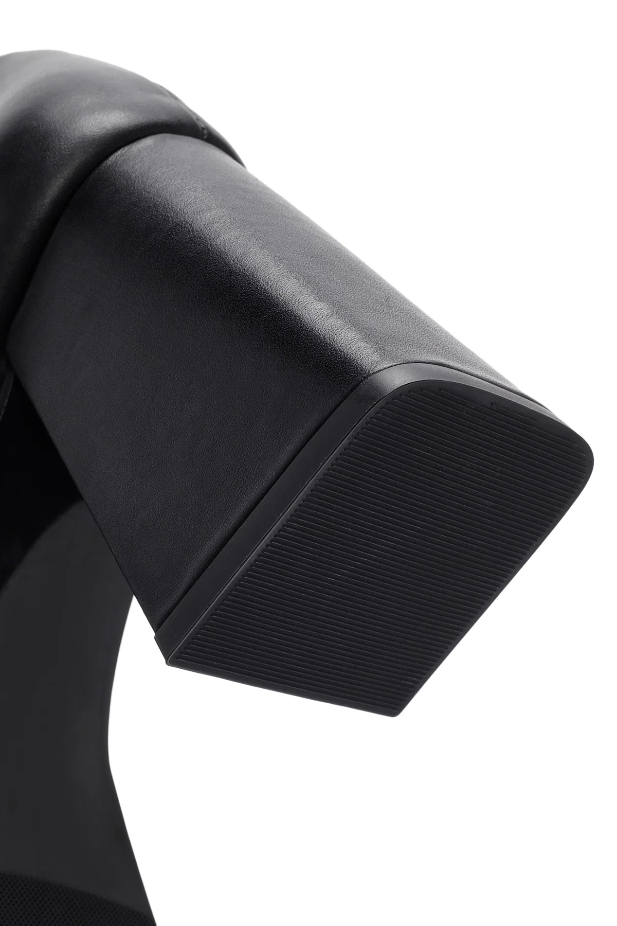 Kadın Siyah Kalın Yüksek Topuklu Deri Maskülen Loafer - Image 9