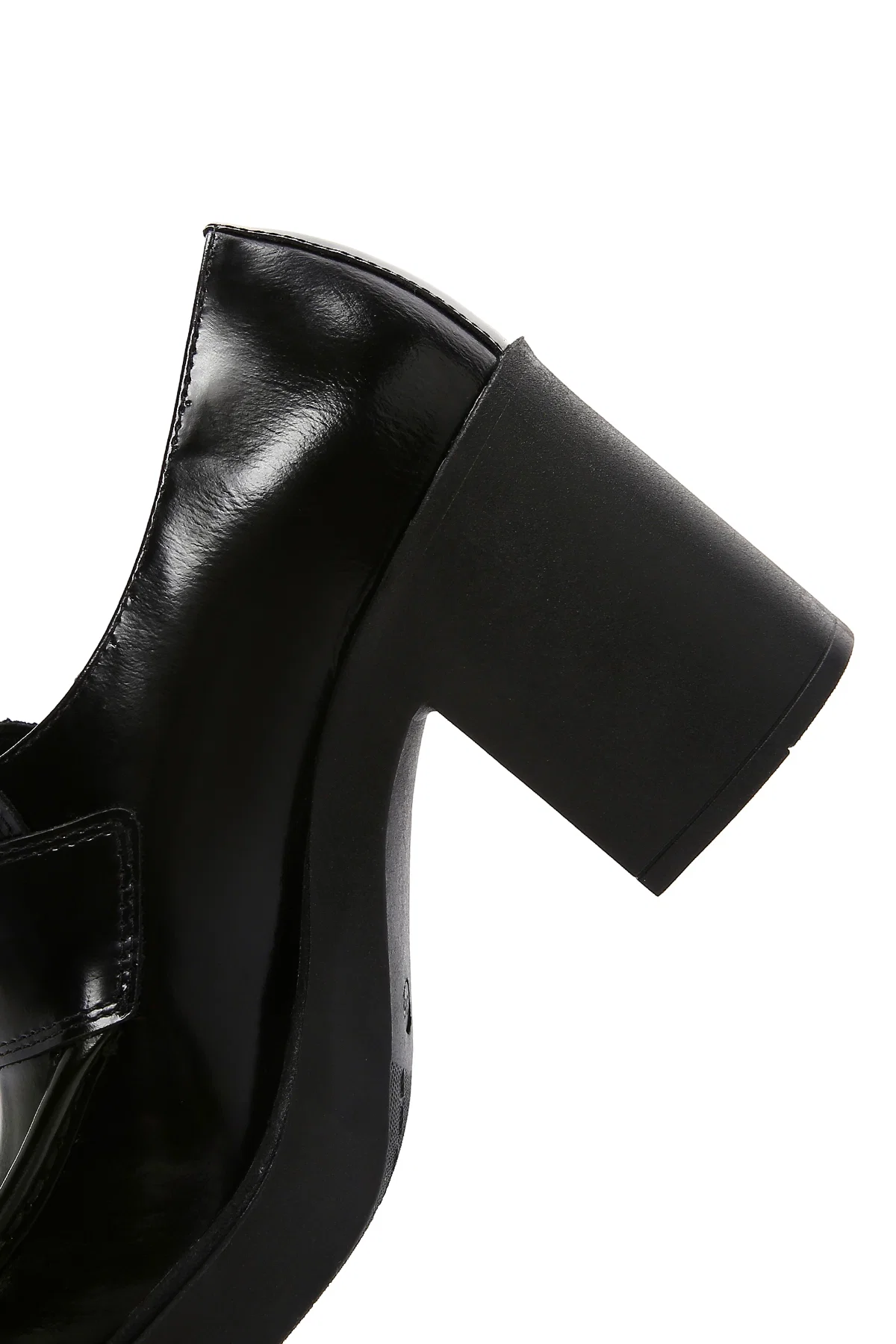 Kadın Siyah Kalın Yüksek Topuklu Deri Maskülen Loafer - Image 8