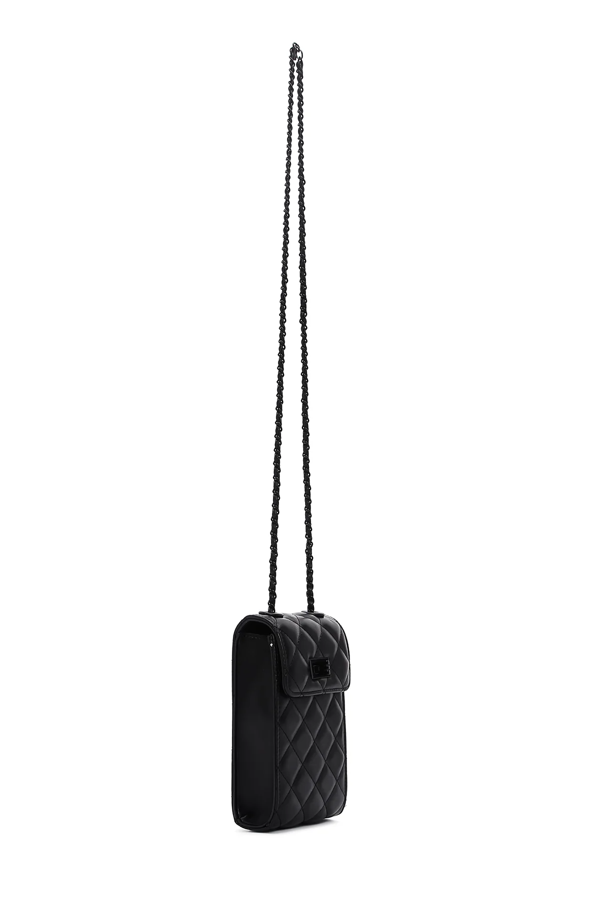 Kadın Siyah Kapitone Mini Çapraz Çanta - Image 6