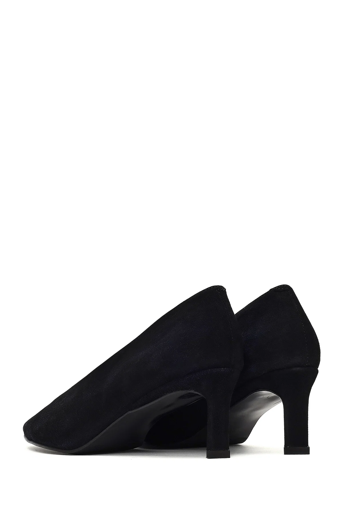Kadın Siyah Kısa İnce Topuklu Süet Deri Stiletto - Image 6