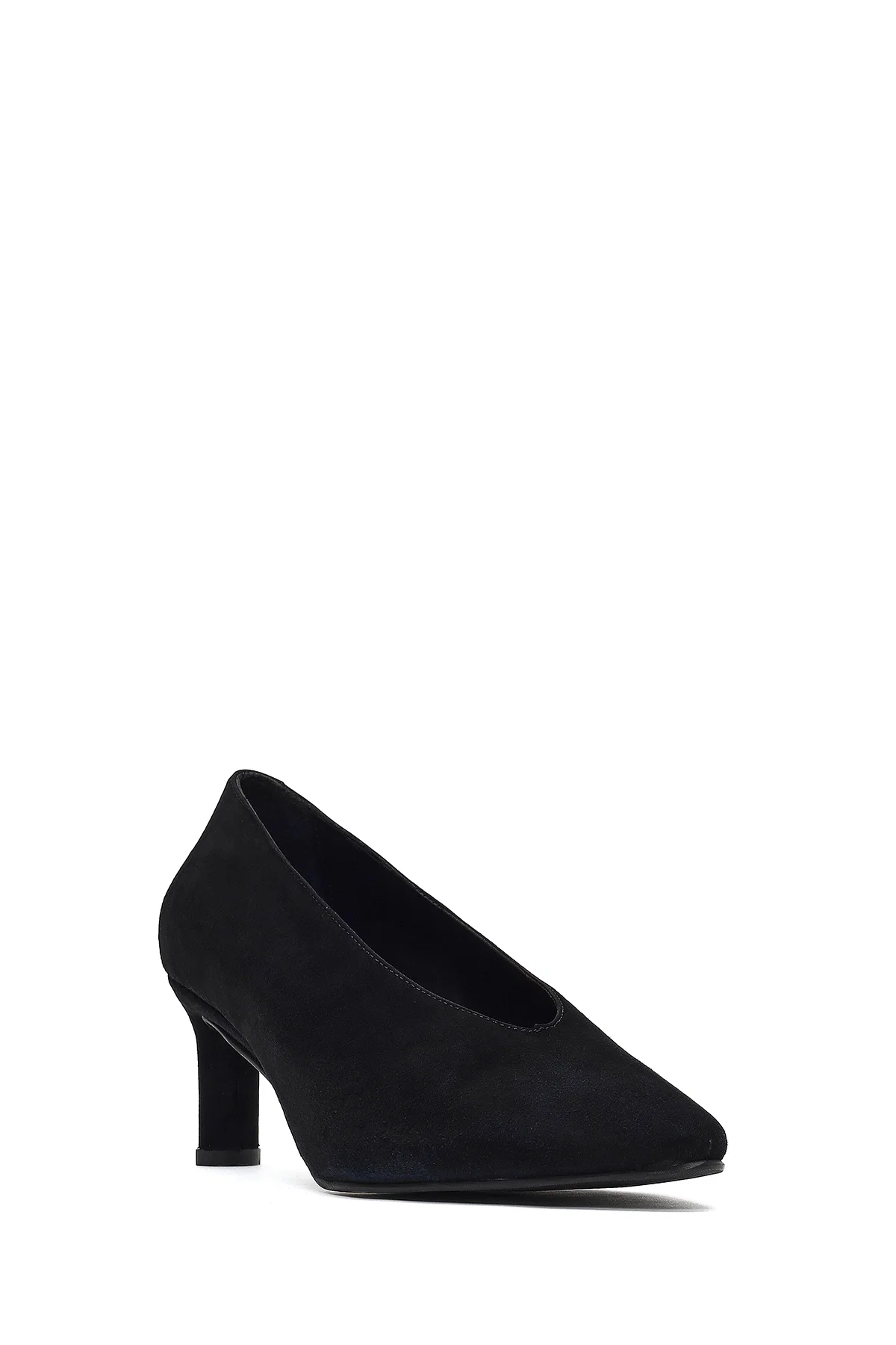 Kadın Siyah Kısa İnce Topuklu Süet Deri Stiletto - Image 7