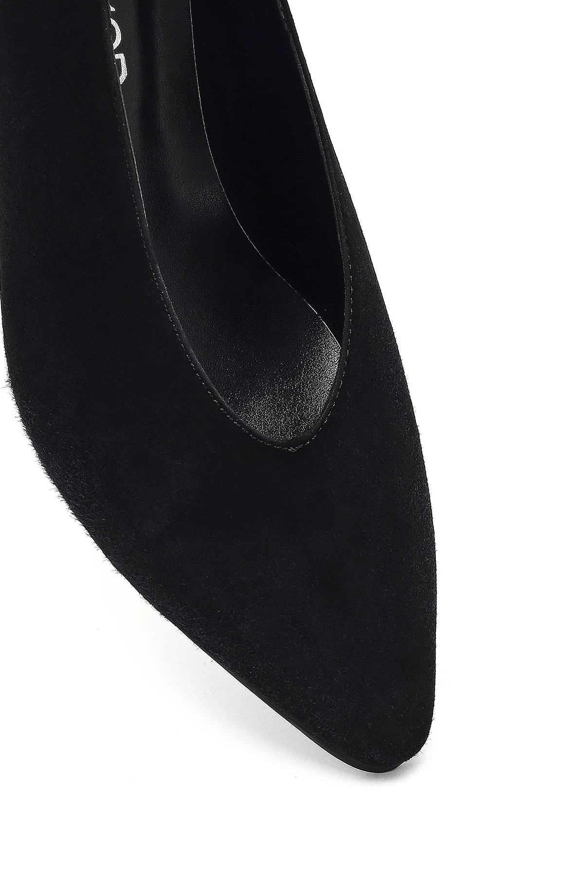 Kadın Siyah Kısa İnce Topuklu Süet Deri Stiletto - Image 9