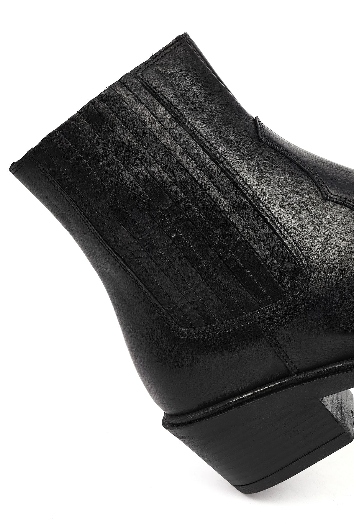 Kadın Siyah Kısa Kalın Topuklu Deri Kovboy Bot - Image 12