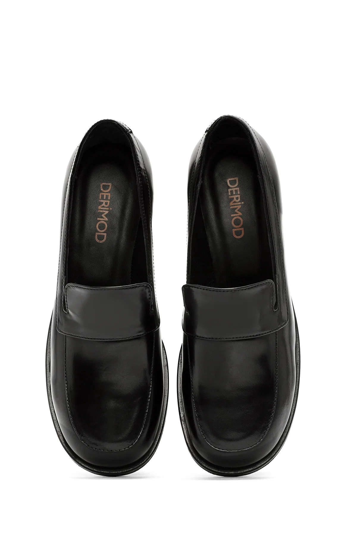Kadın Siyah Klasik Deri Loafer - Image 6