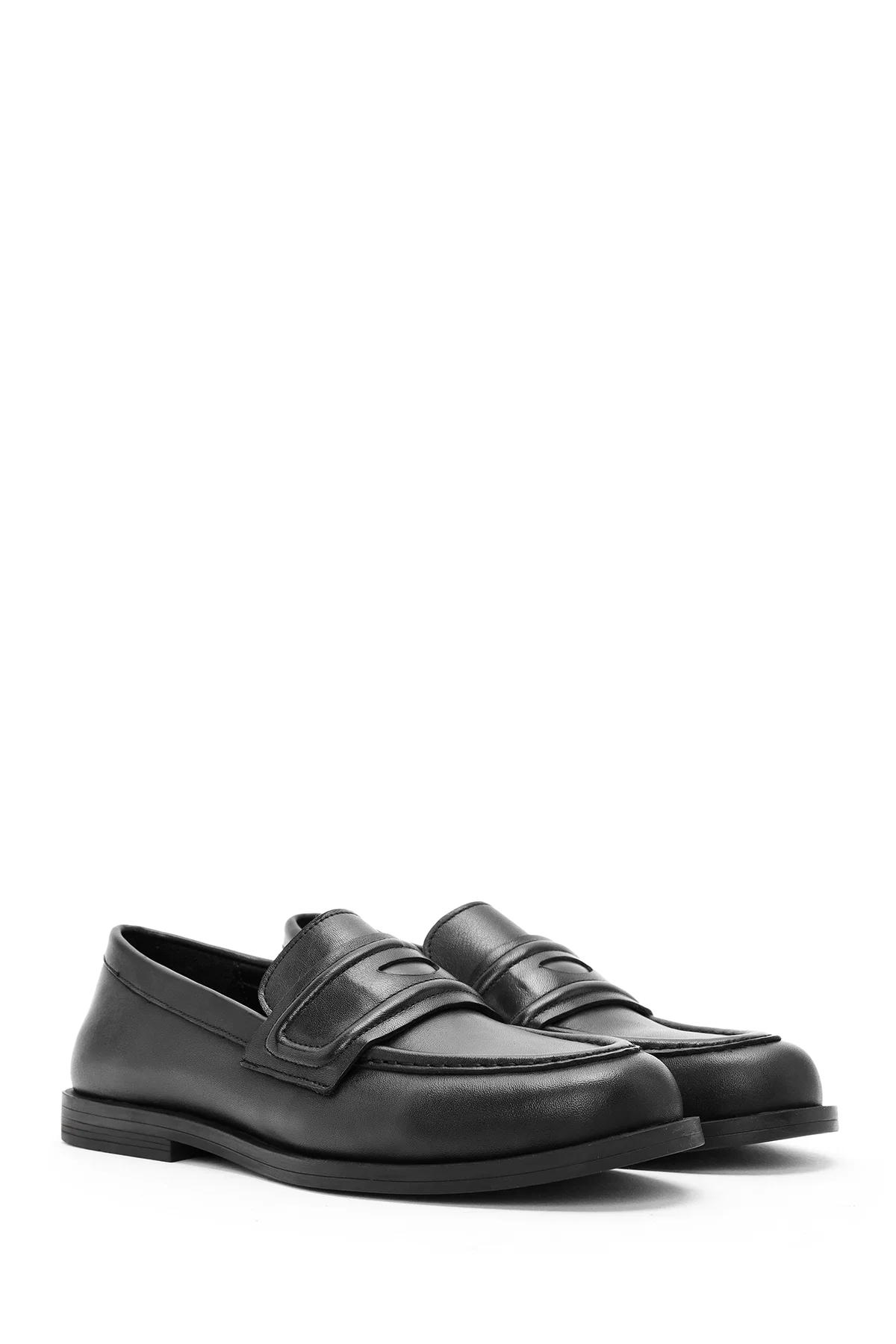 Kadın Siyah Klasik Deri Loafer - Image 3