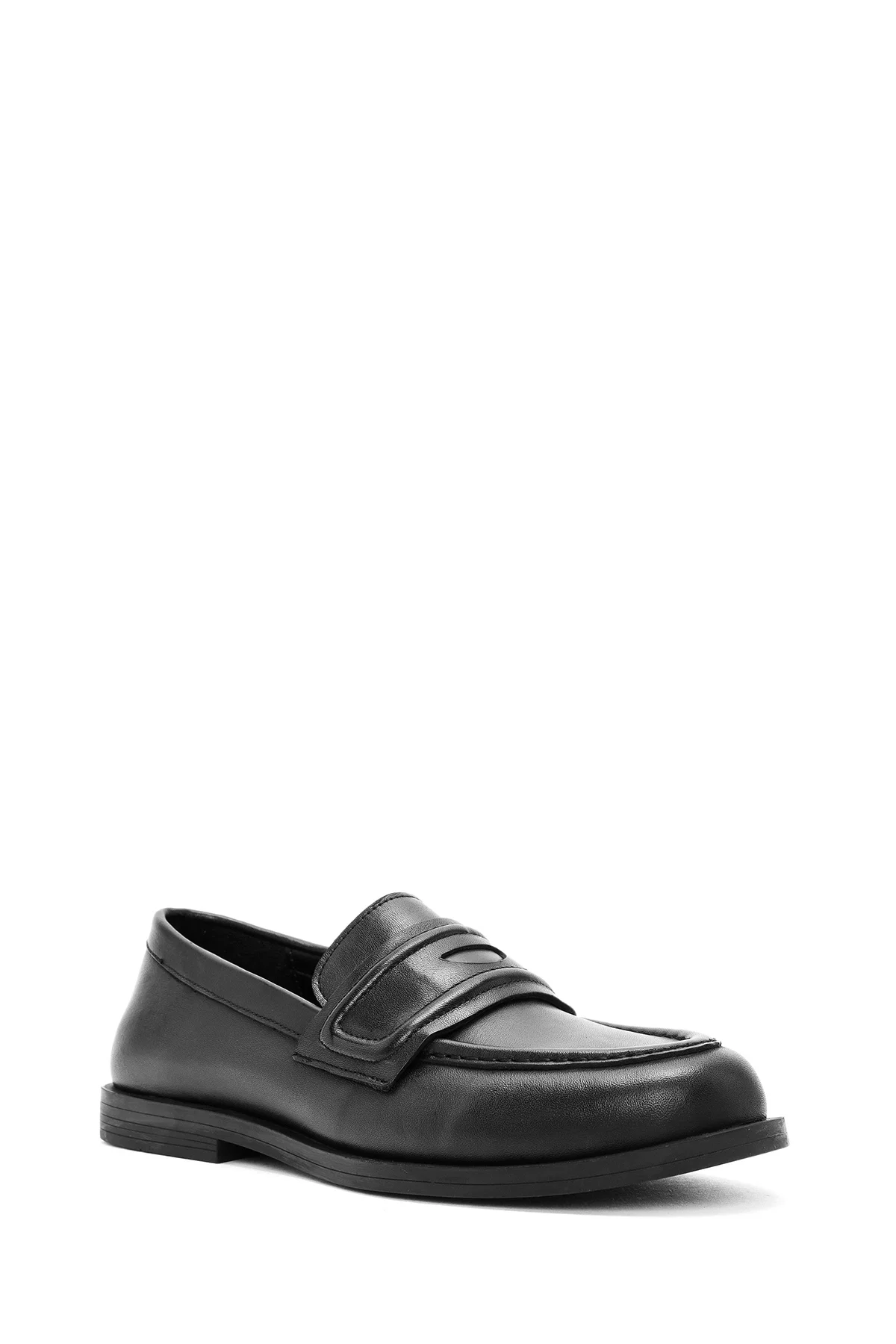 Kadın Siyah Klasik Deri Loafer - Image 6